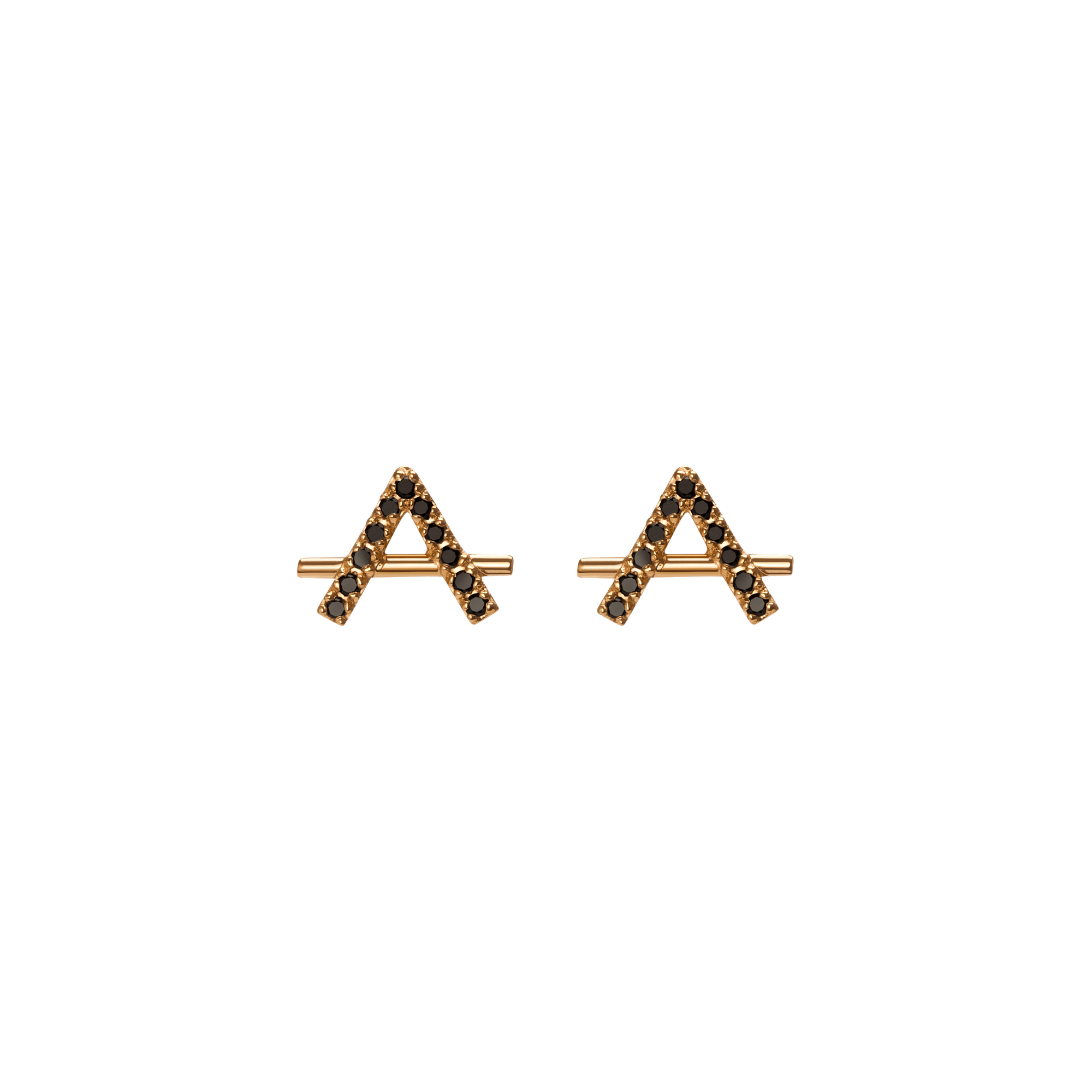 Icon Earring  Yellow Gold Vermeil 14k Yellow Gold 18k Yellow Gold Black Diamonds    Front First Pair | Single |