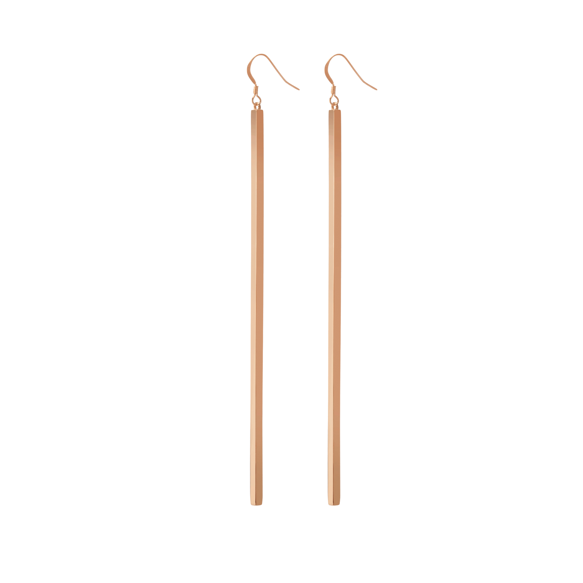 Long Bar Earring Rose Gold Vermeil 14k Rose Gold 18k Rose Gold Half Side    Front First Pair | Single |