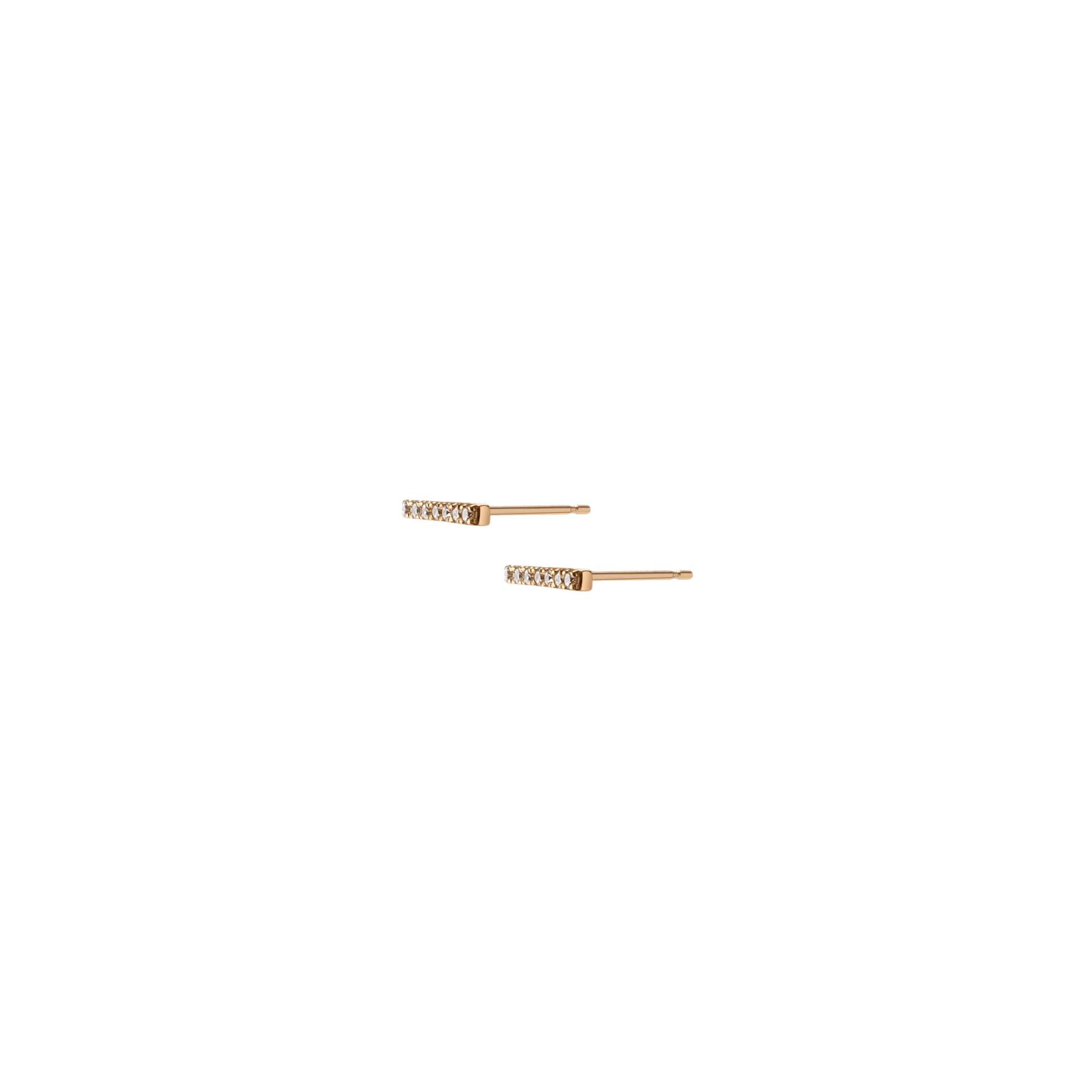Midi Black Diamond Bar Earring Yellow Gold Vermeil 14k Yellow Gold 18k Yellow Gold Black Diamonds Half Side   Pair | Single |