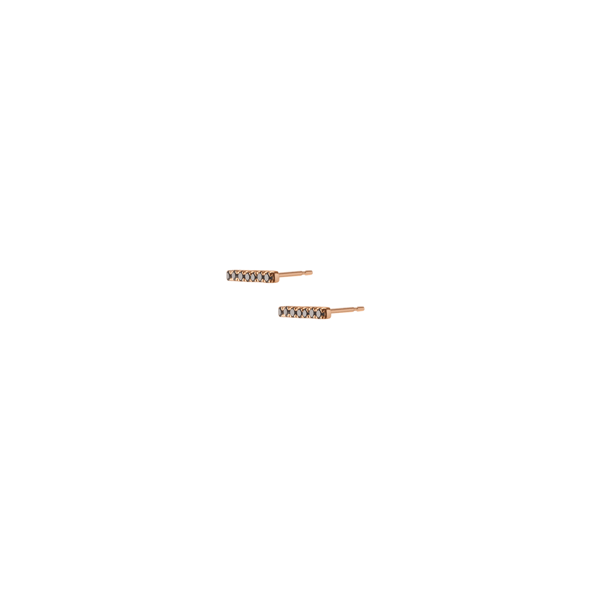 Midi Black Diamond Bar Earring Rose Gold Vermeil 14k Rose Gold 18k Rose Gold Black Diamonds Half Side   Pair | Single |