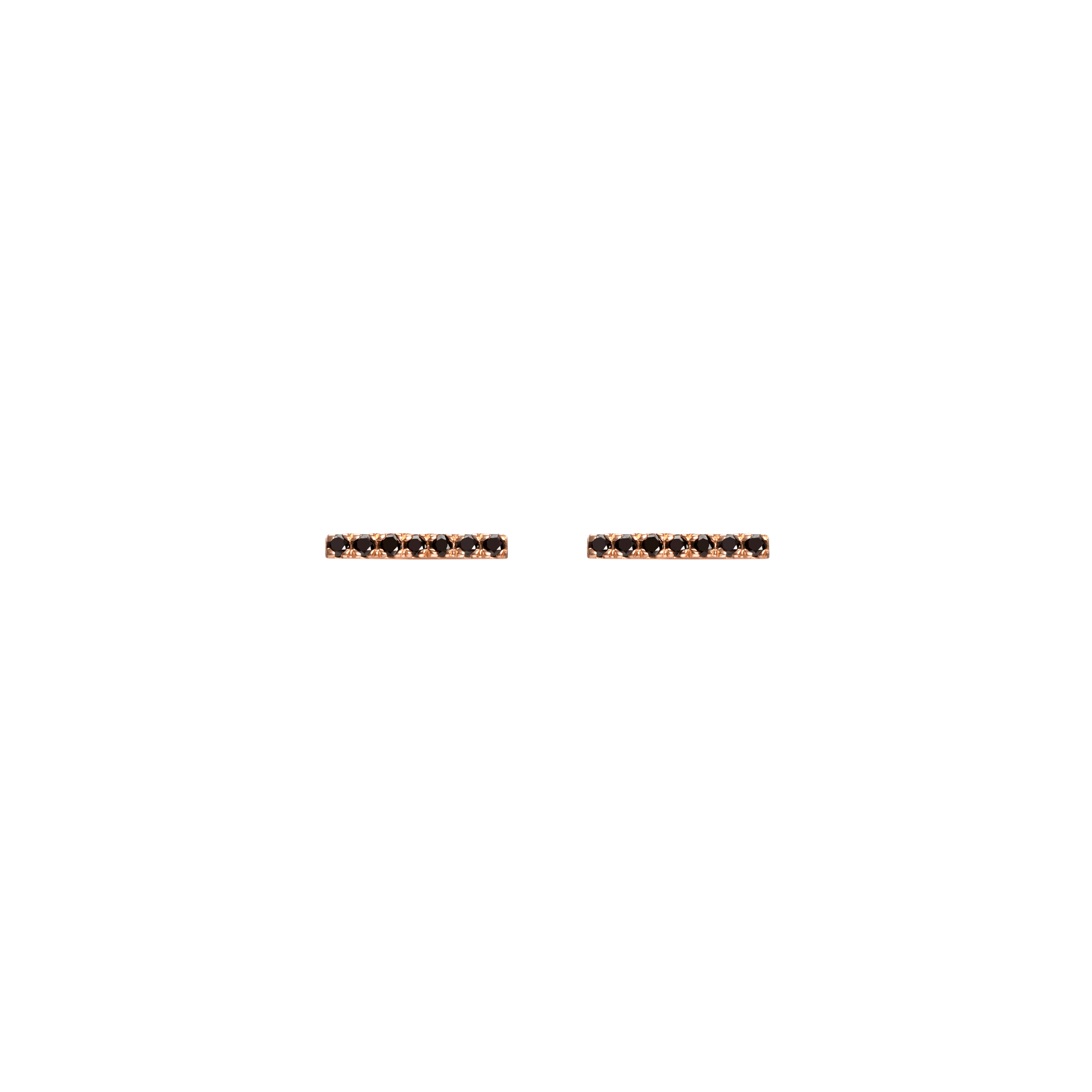 Midi Black Diamond Bar Earring Rose Gold Vermeil 14k Rose Gold 18k Rose Gold Black Diamonds    Front First Pair | Single |
