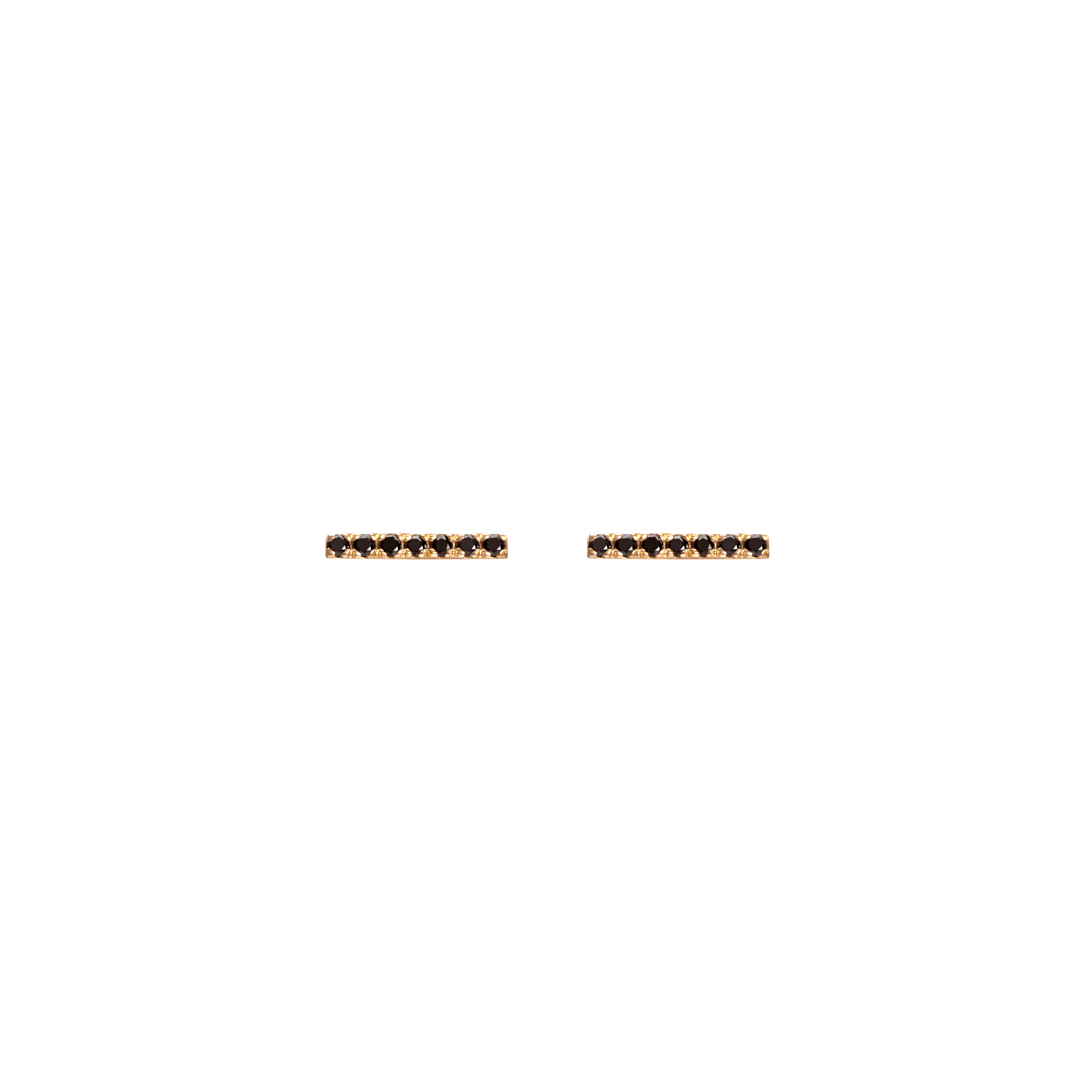 Midi Black Diamond Bar Earring Yellow Gold Vermeil 14k Yellow Gold 18k Yellow Gold Black Diamonds    Front First Pair | Single |