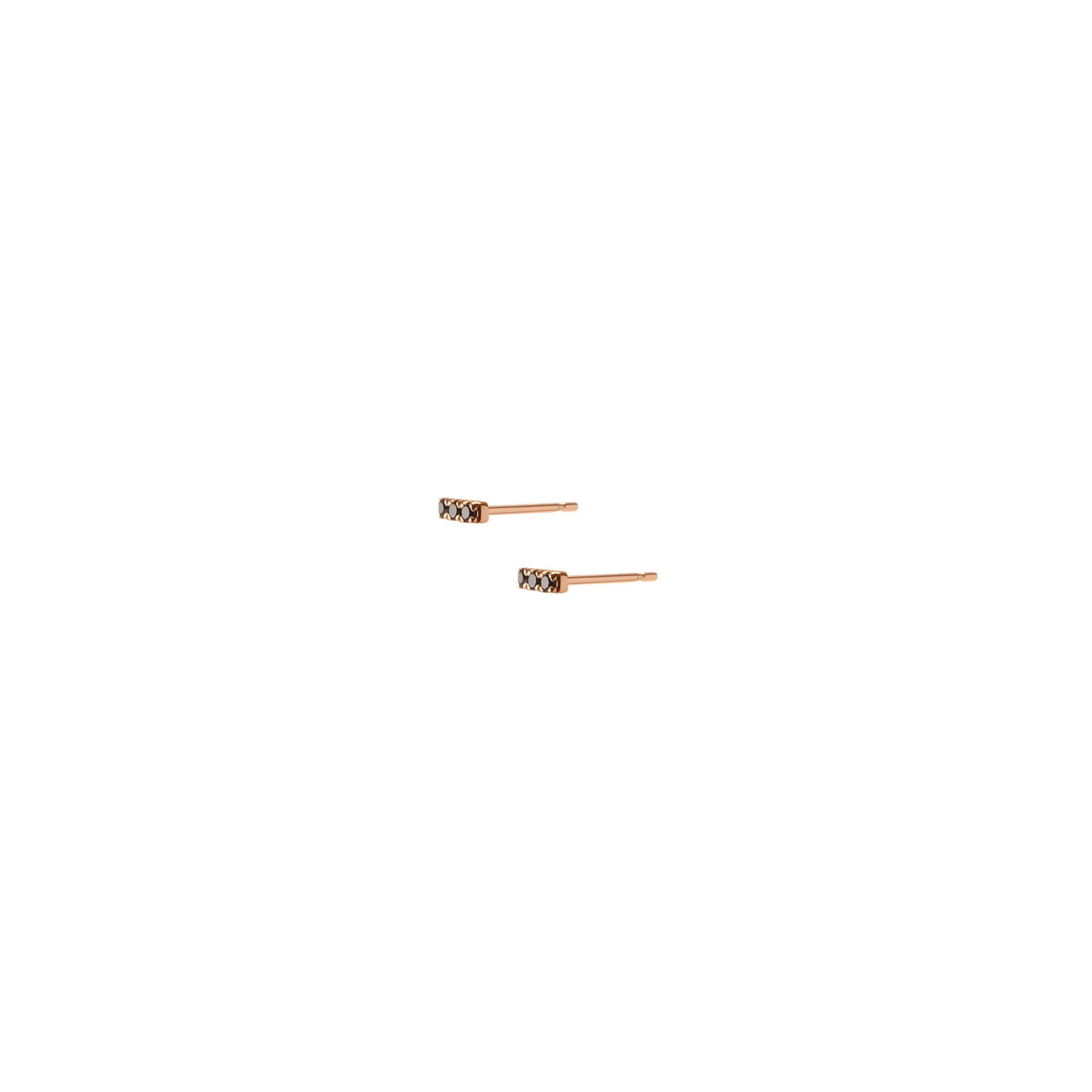 Mini Black Diamond Bar Earring Rose Gold Vermeil 14k Rose Gold 18k Rose Gold Black Diamonds Half Side   Pair | Single |