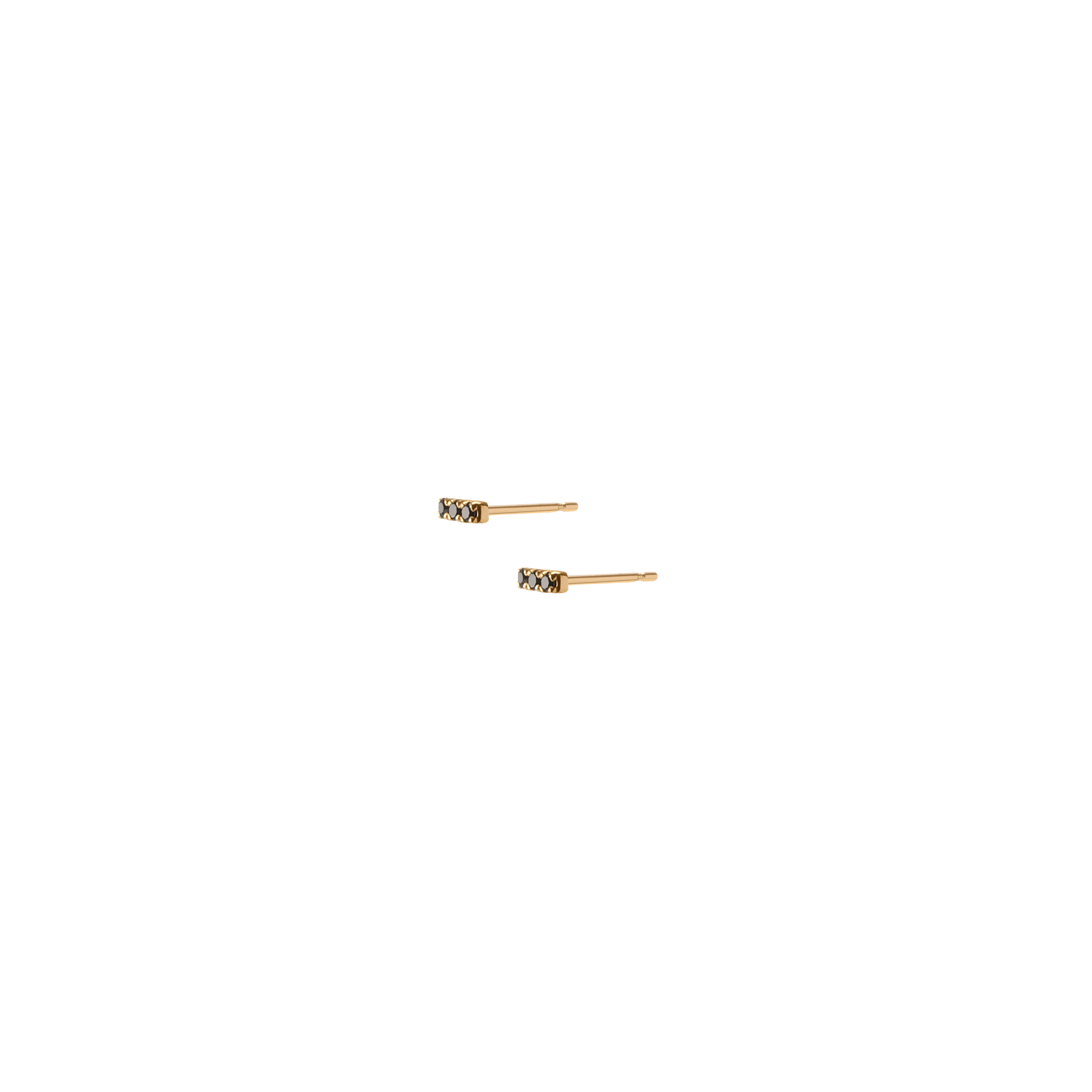 Mini Black Diamond Bar Earring Yellow Gold Vermeil 14k Yellow Gold 18k Yellow Gold Black Diamonds Pair | Single |