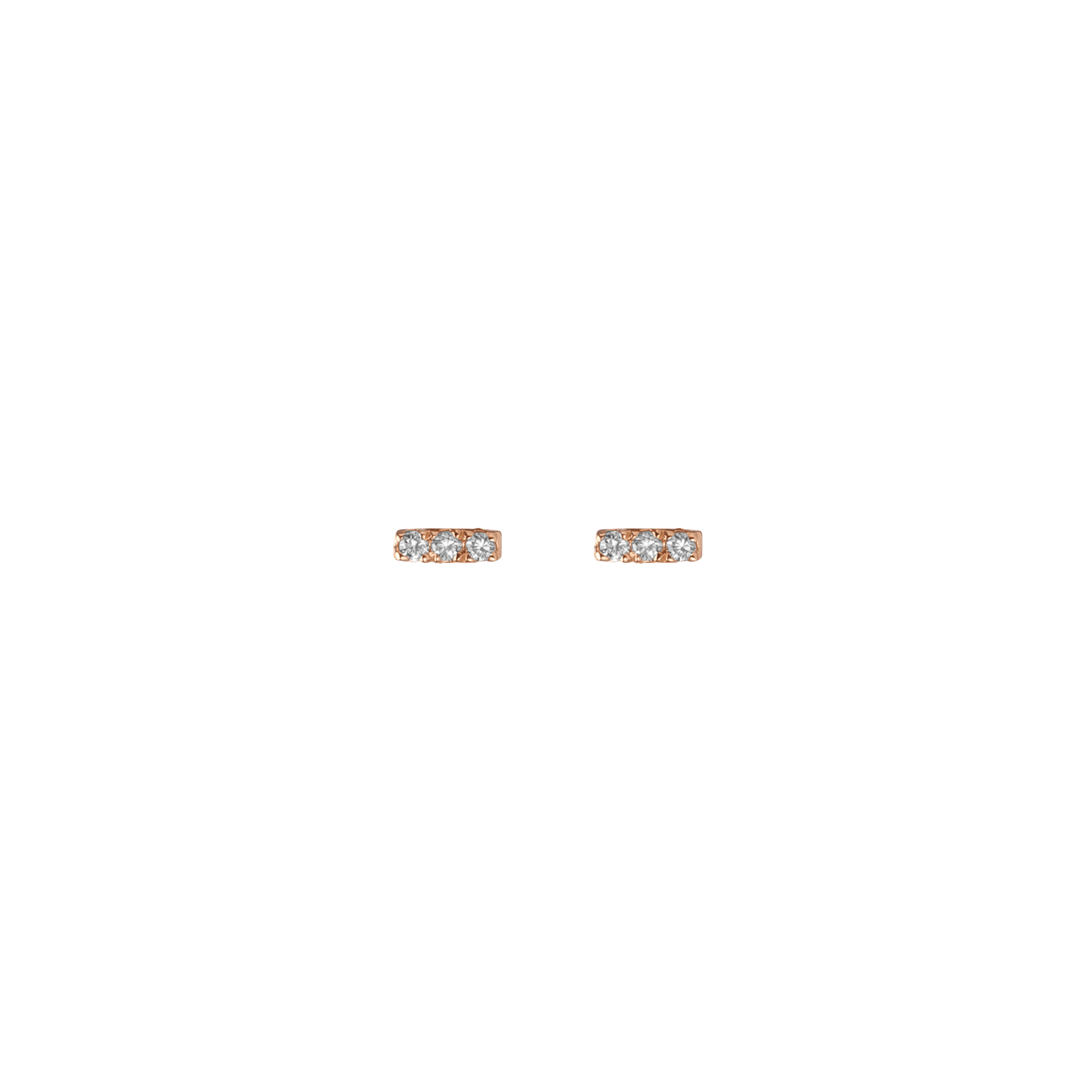 Mini Black Diamond Bar Earring Rose Gold Vermeil 14k Rose Gold 18k Rose Gold White Diamonds     Front First Pair | Single |