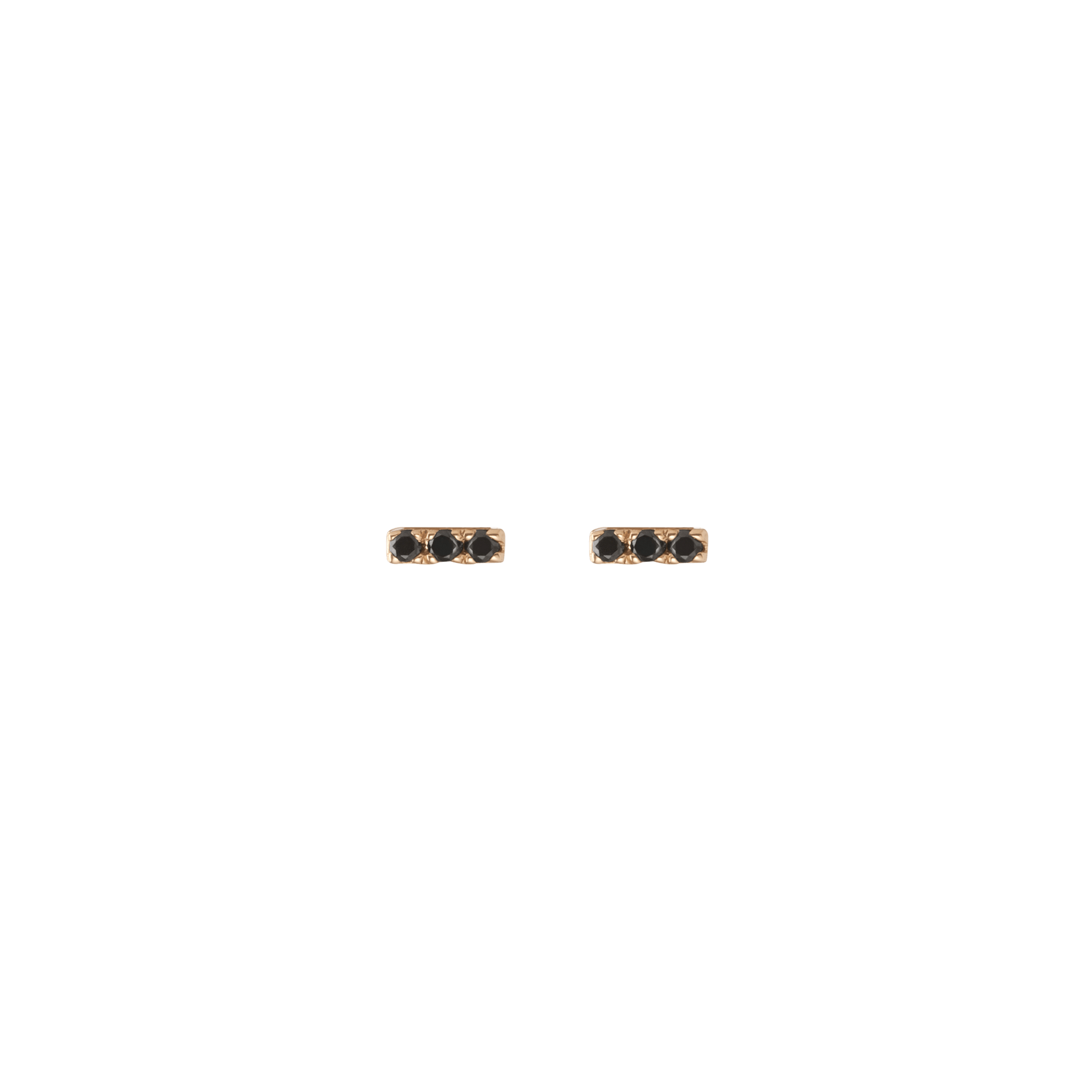 Mini Black Diamond Bar Earring Yellow Gold Vermeil 14k Yellow Gold 18k Yellow Gold Black Diamonds    Front First Pair | Single |