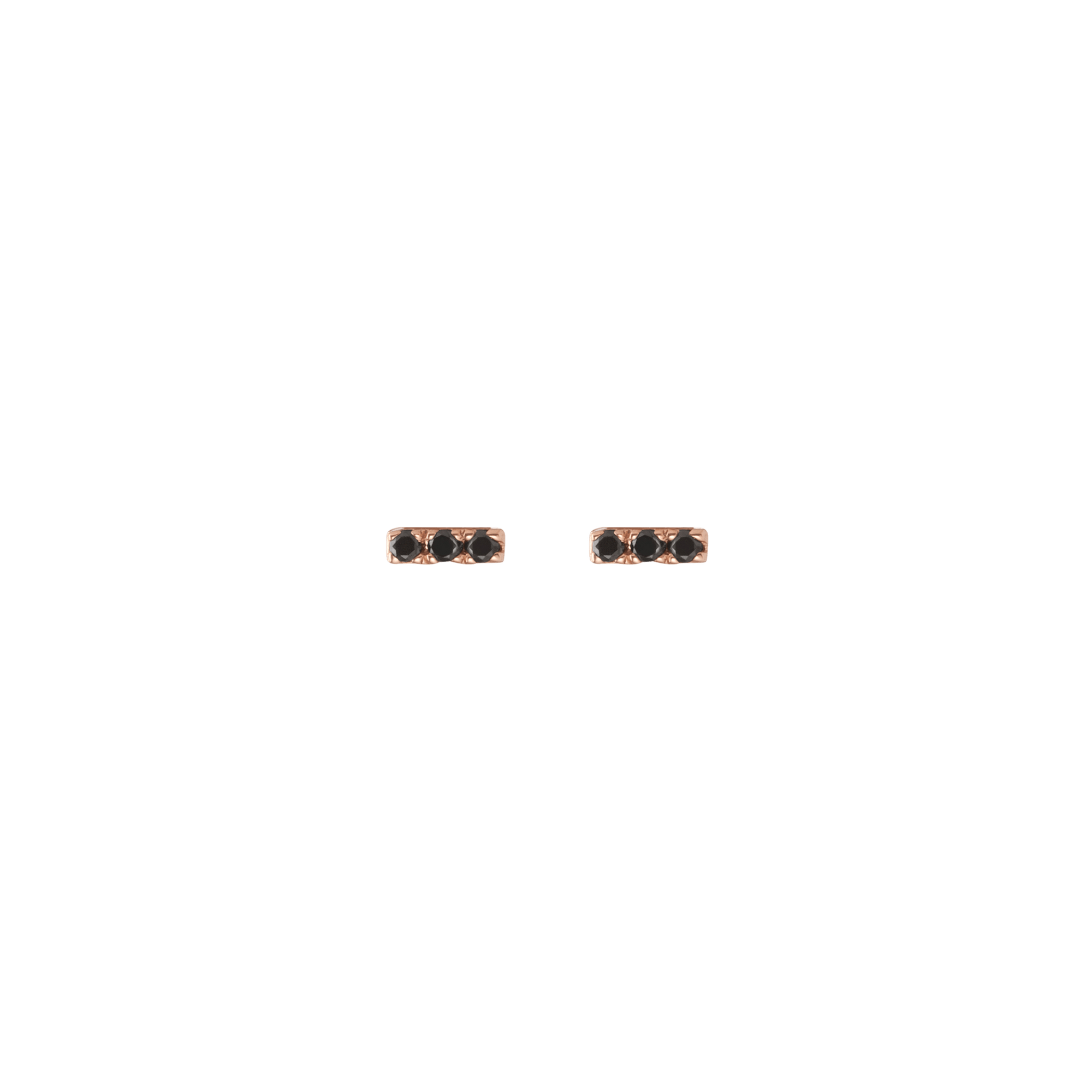 Mini Black Diamond Bar Earring Rose Gold Vermeil 14k Rose Gold 18k Rose Gold Black Diamonds    Front First Pair | Single |