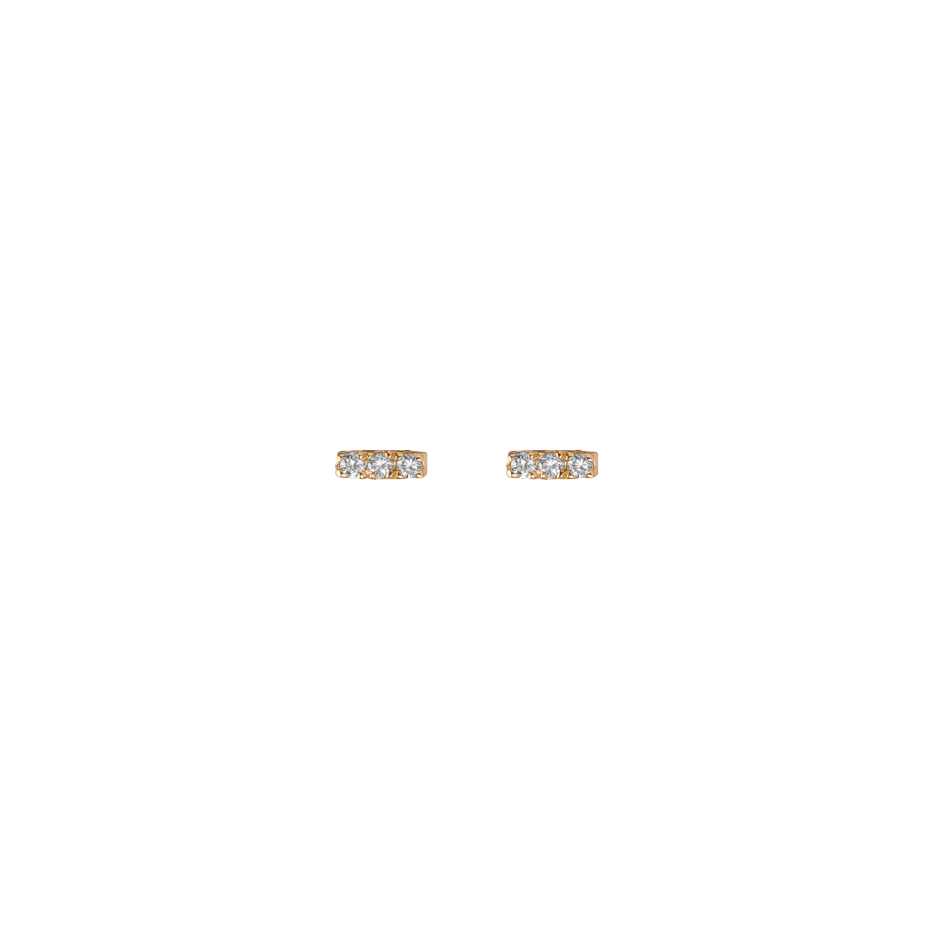 Mini Black Diamond Bar Earring Yellow Gold Vermeil 14k Yellow Gold 18k Yellow Gold White Diamonds     Front First Pair | Single |