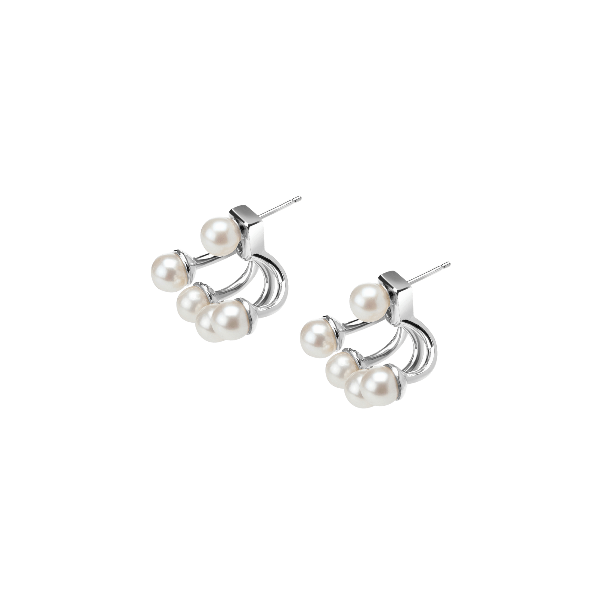 Quadripearl Ear Jacke Sterling Silver White Gold Vermeil 14k White Gold 18k White Gold Half Side   Pair | Single |