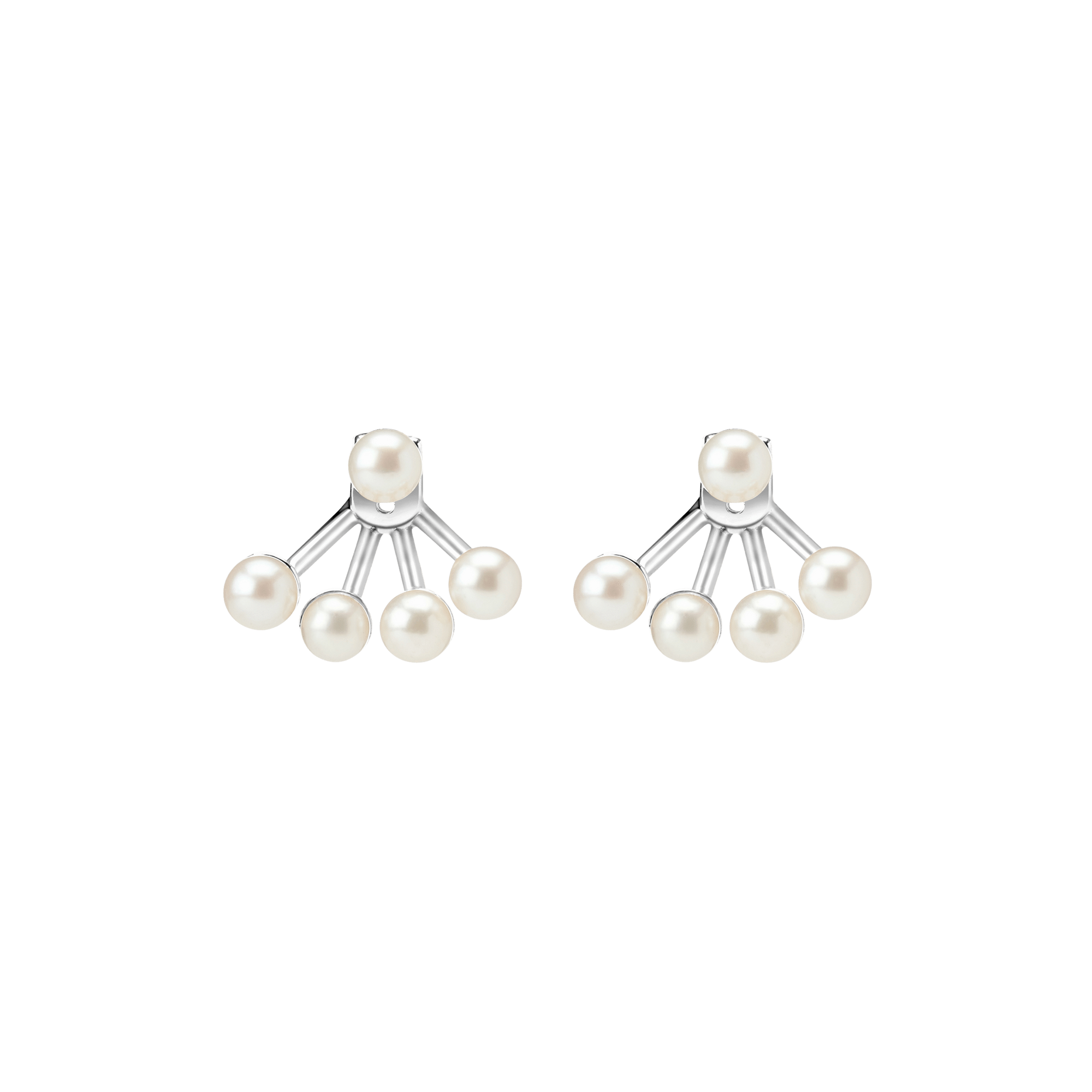 Quadripearl Ear Jacke Sterling Silver White Gold Vermeil 14k White Gold 18k White Gold    Front First Pair | Single |