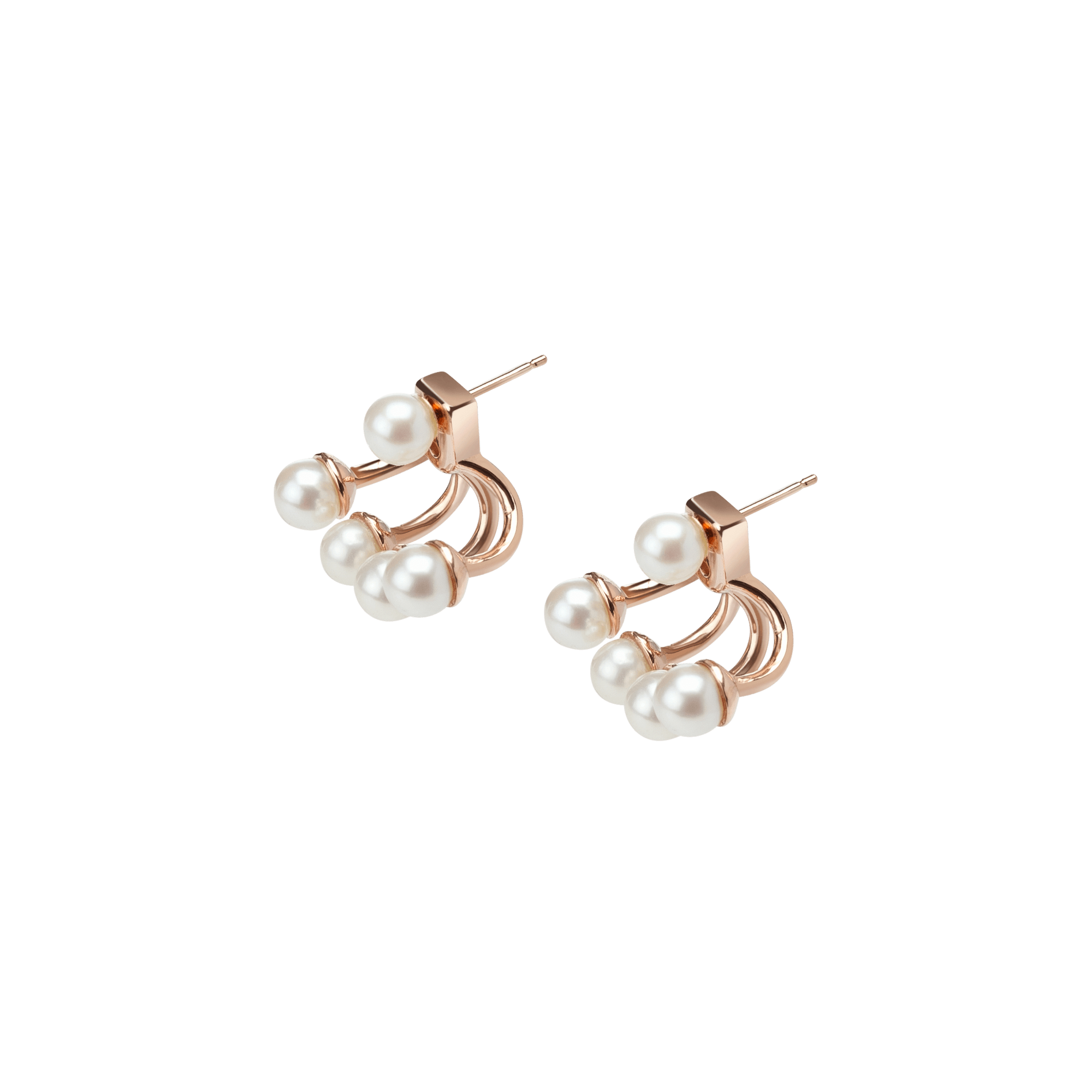 Quadripearl Ear Jacke Rose Gold Vermeil 14k Rose Gold 18k Rose Gold Half Side   Pair | Single |