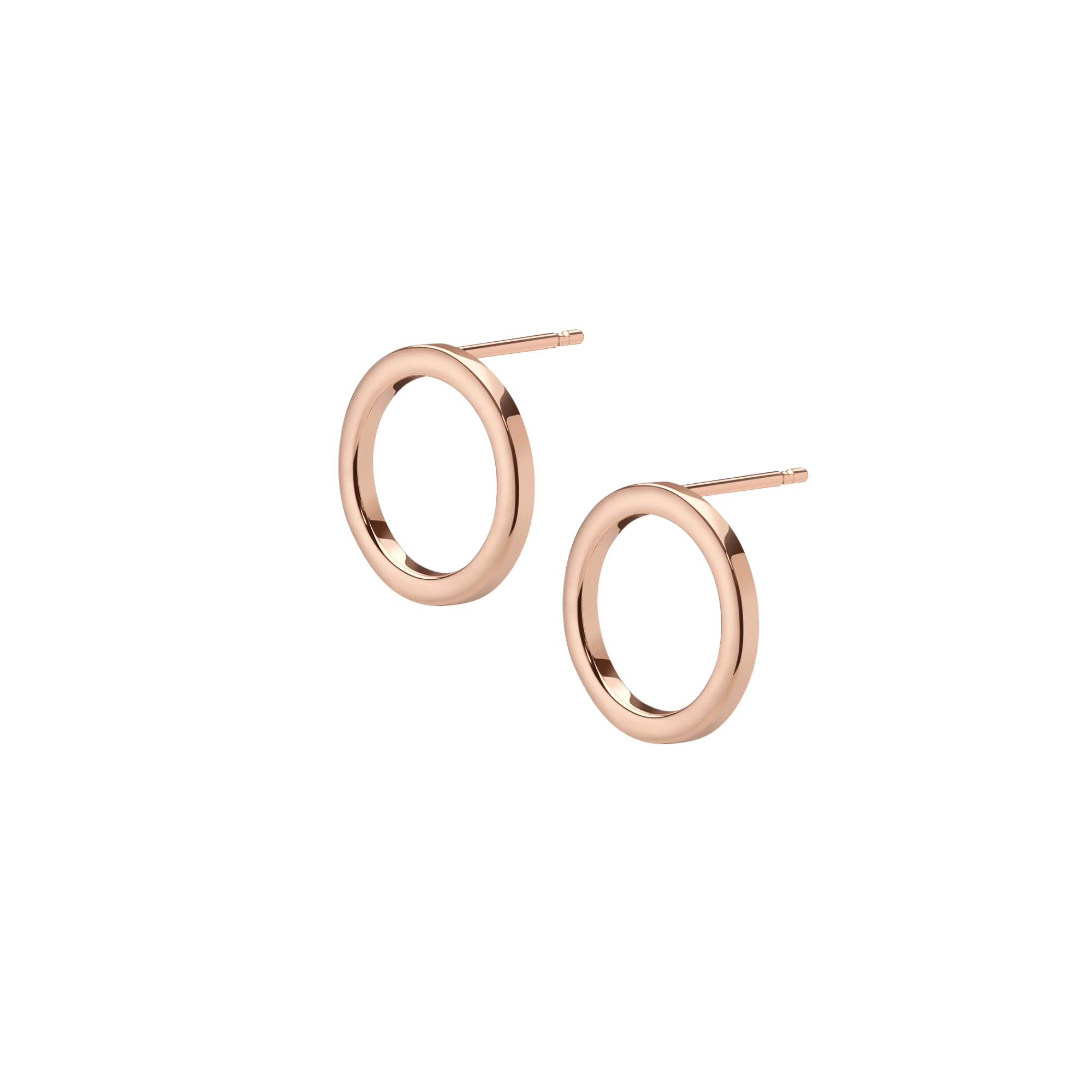 Solid Circle Earrings Rose Gold Vermeil 14k Rose Gold 18k Rose Gold Half Side   Pair | Single |