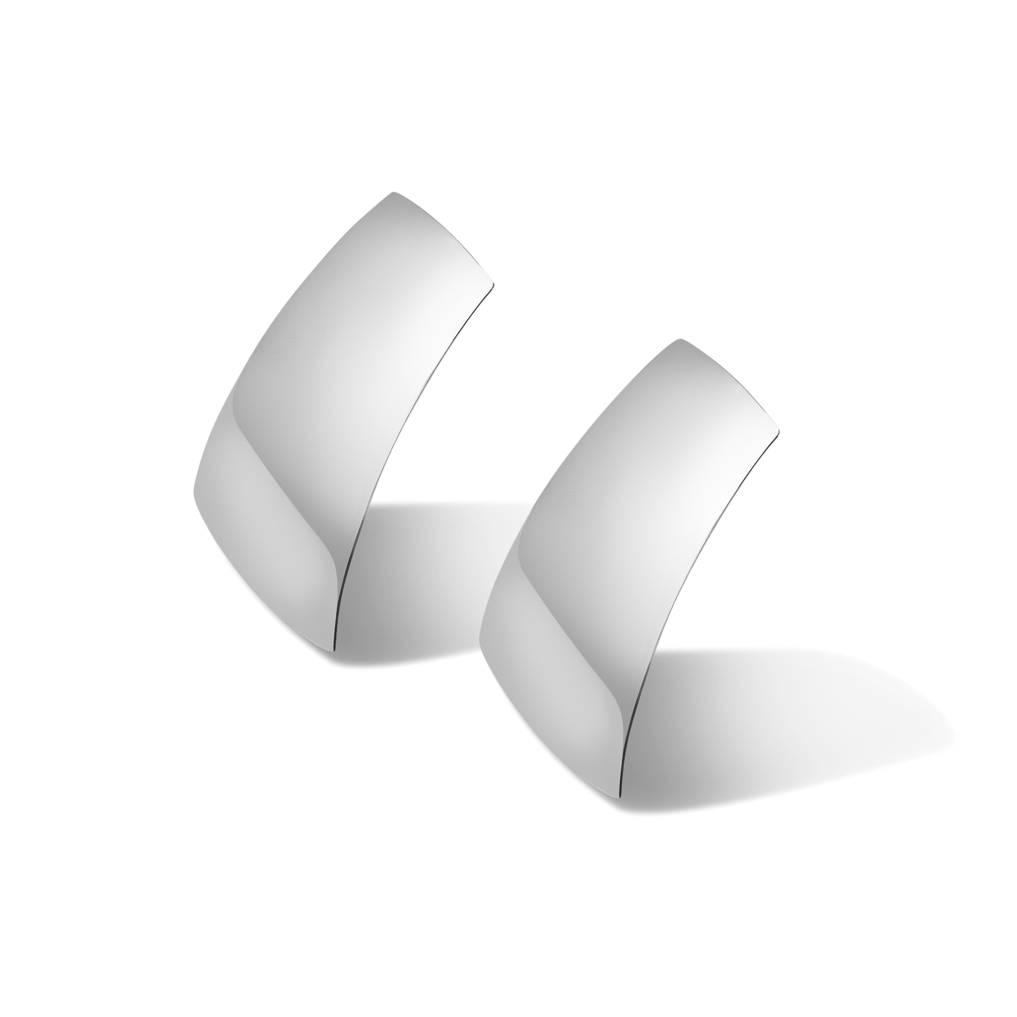 Arc Earrings Sterling Silver White Gold Vermeil 14k White Gold 18k White Gold Half Side   Front First Pair | Single |