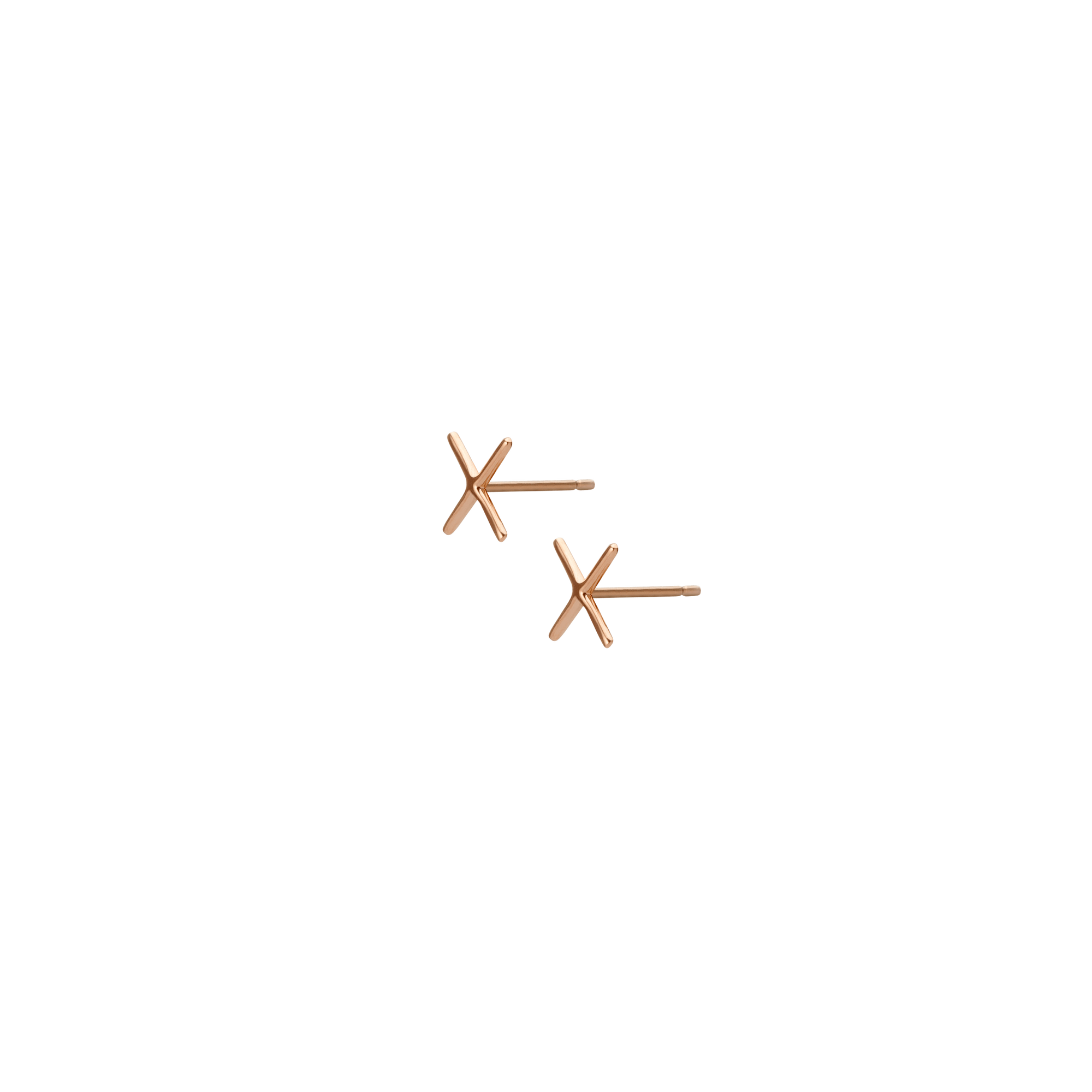 X Earring Rose Gold Vermeil 14k Rose Gold 18k Rose Gold Half Side   Pair | Single |