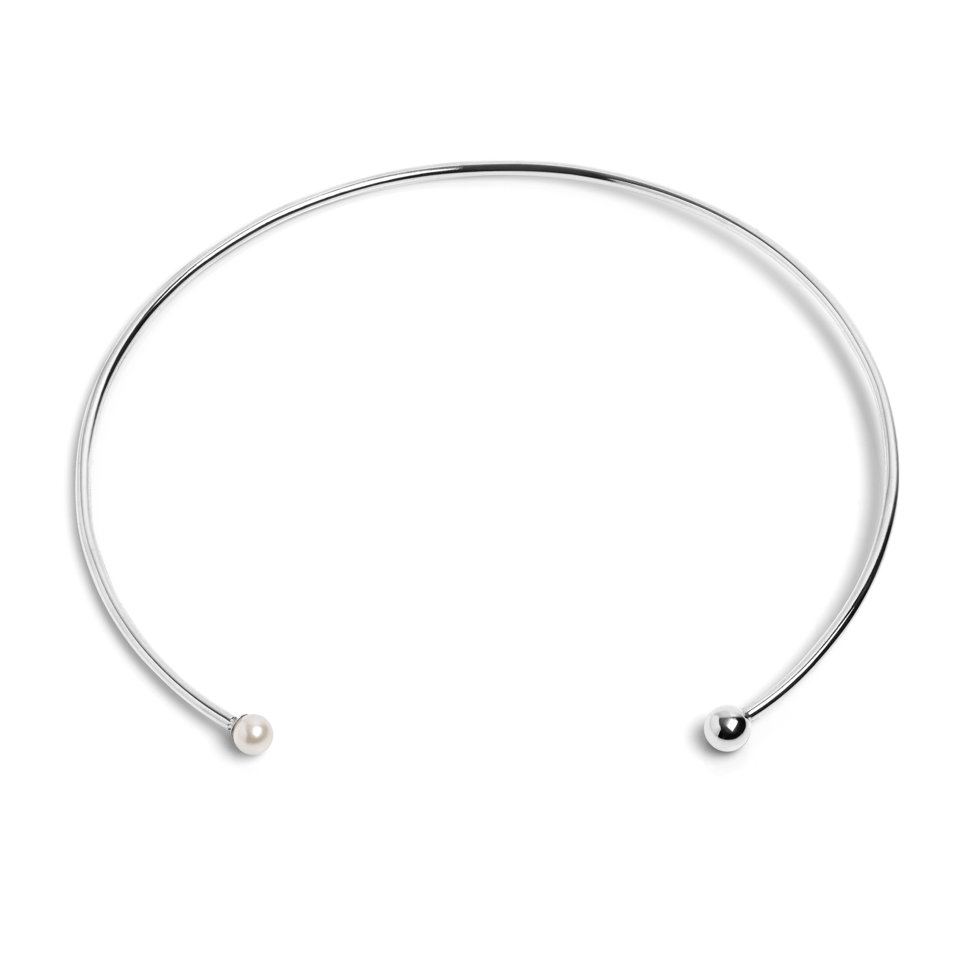 Asymmetric Pearl Collar Sterling Silver White Gold Vermeil 14k White Gold 18k White Gold    Front First