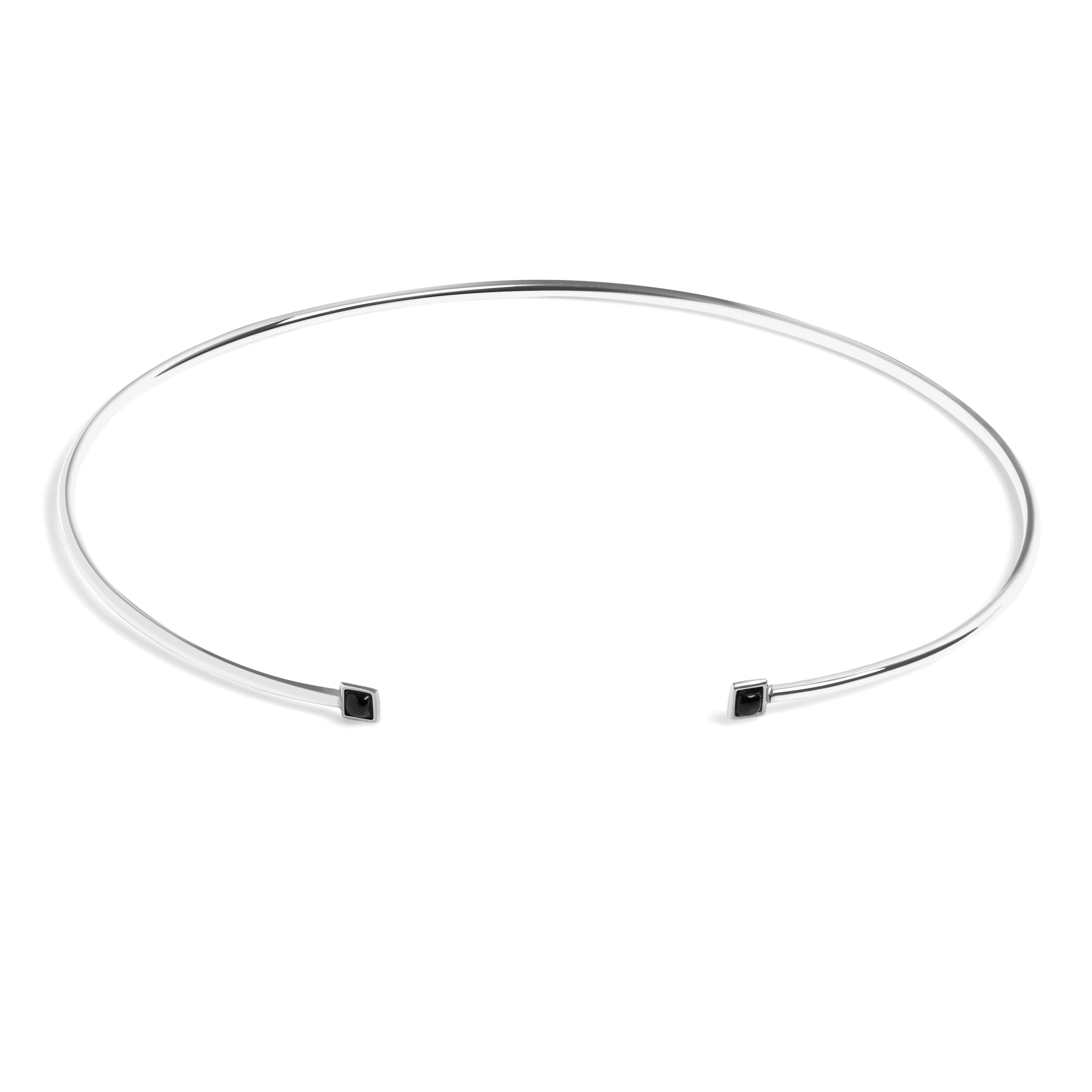 Black Stones Choker Sterling Silver White Gold Vermeil 14k White Gold 18k White Gold    Front First