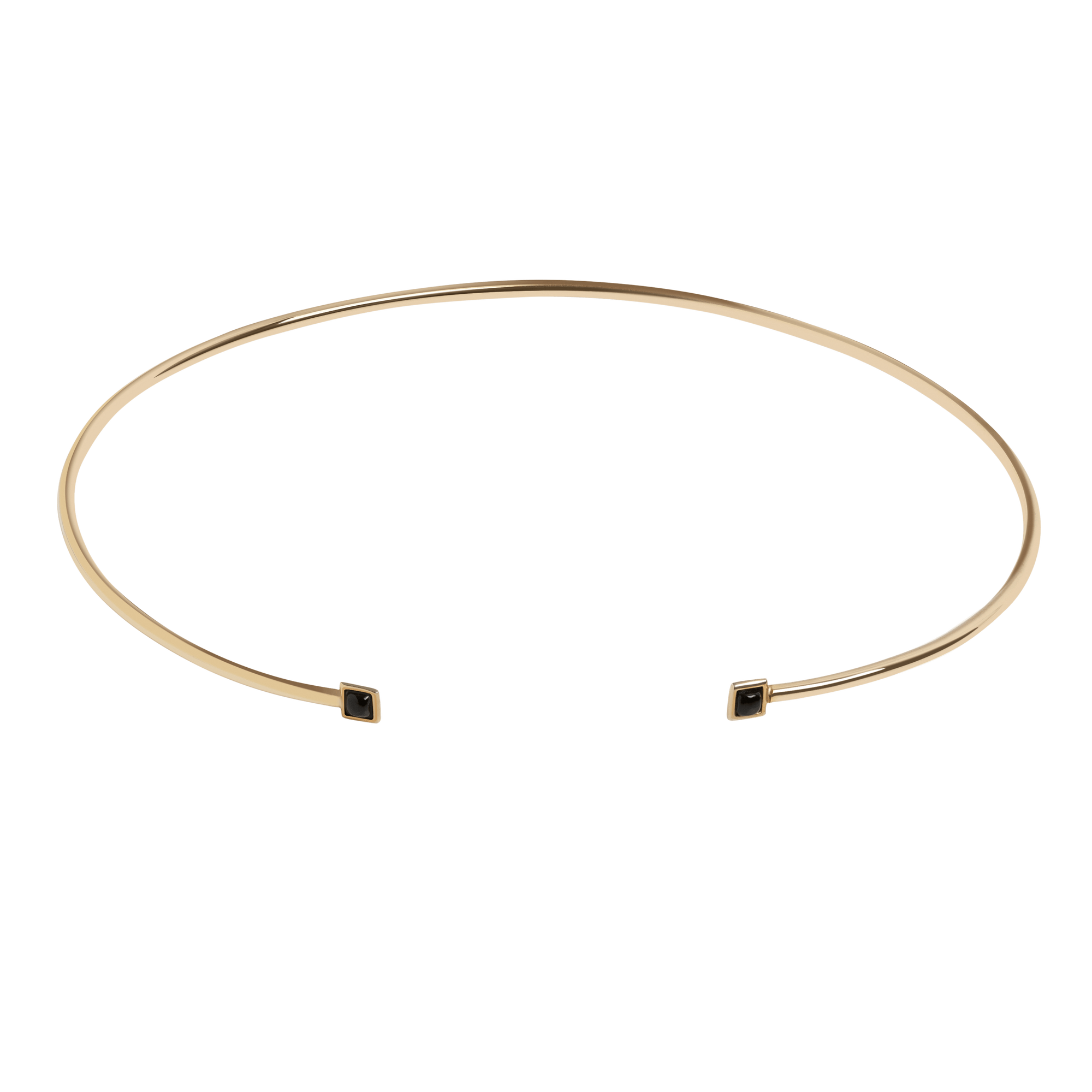 Black Stones Choker Yellow Gold Vermeil 14k Yellow Gold 18k Yellow Gold Laid down   Front First