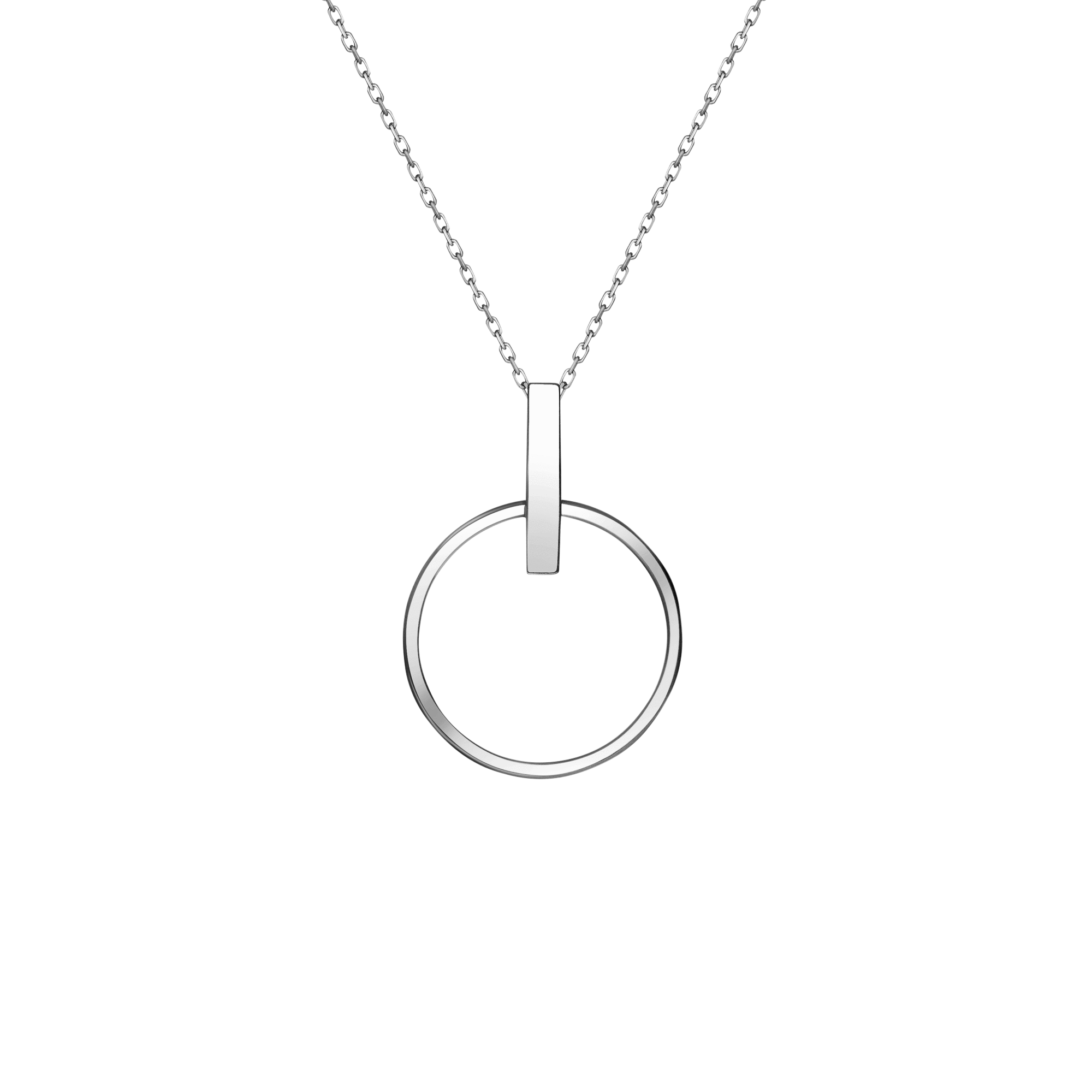 Circle Necklace Sterling Silver White Gold Vermeil 14k White Gold 18k White Gold   Front First
