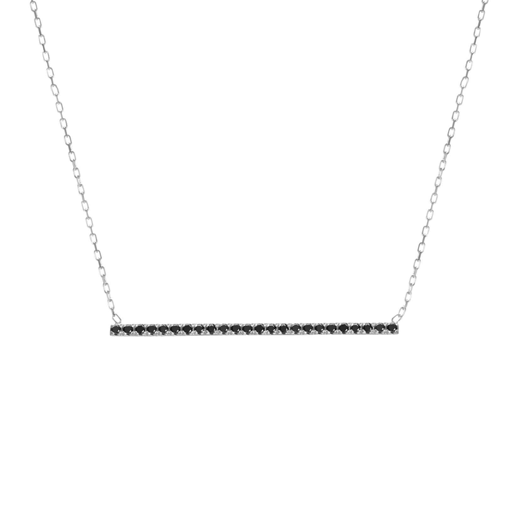 Diamond Bar Pendant Sterling Silver White Gold Vermeil 14k White Gold 18k White Gold Black Diamonds