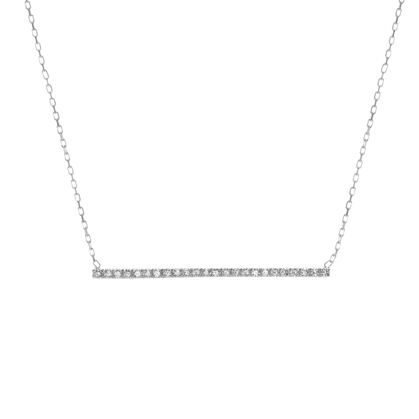 Diamond Bar Pendant Sterling Silver White Gold Vermeil 14k White Gold 18k White Gold White Diamonds     Front First