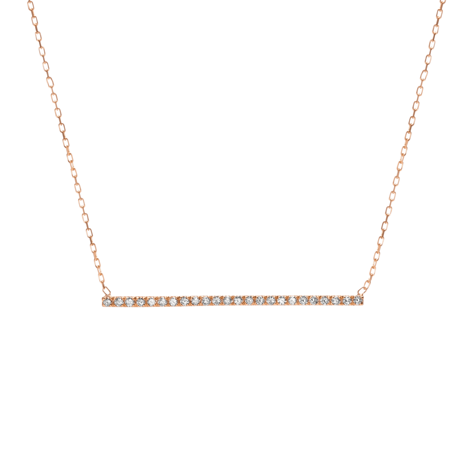 Diamond Bar Pendant Rose Gold Vermeil 14k Rose Gold 18k Rose Gold White Diamonds     Front First
