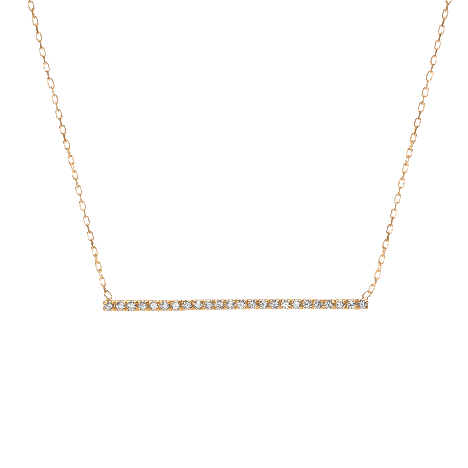 Diamond Bar Pendant Yellow Gold Vermeil 14k Yellow Gold 18k Yellow Gold White Diamonds     Front First