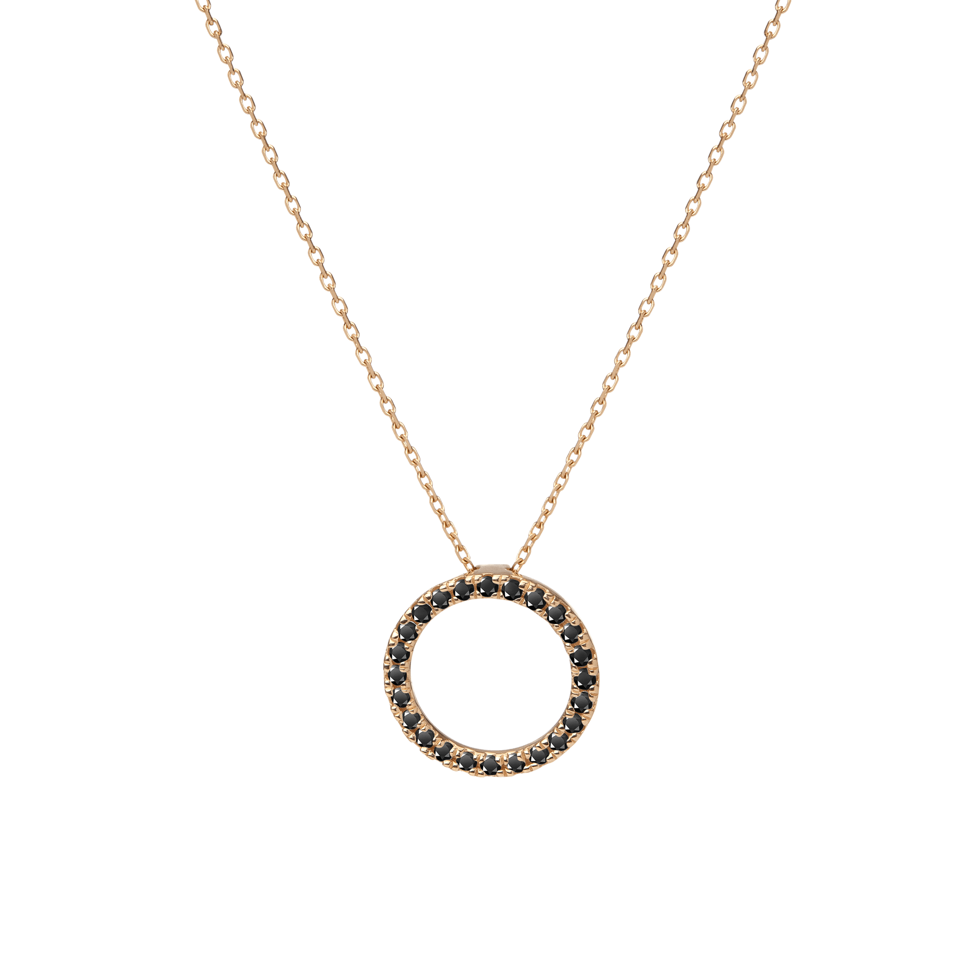 Diamond Circle Necklace Yellow Gold Vermeil 14k Yellow Gold 18k Yellow Gold Black Diamonds