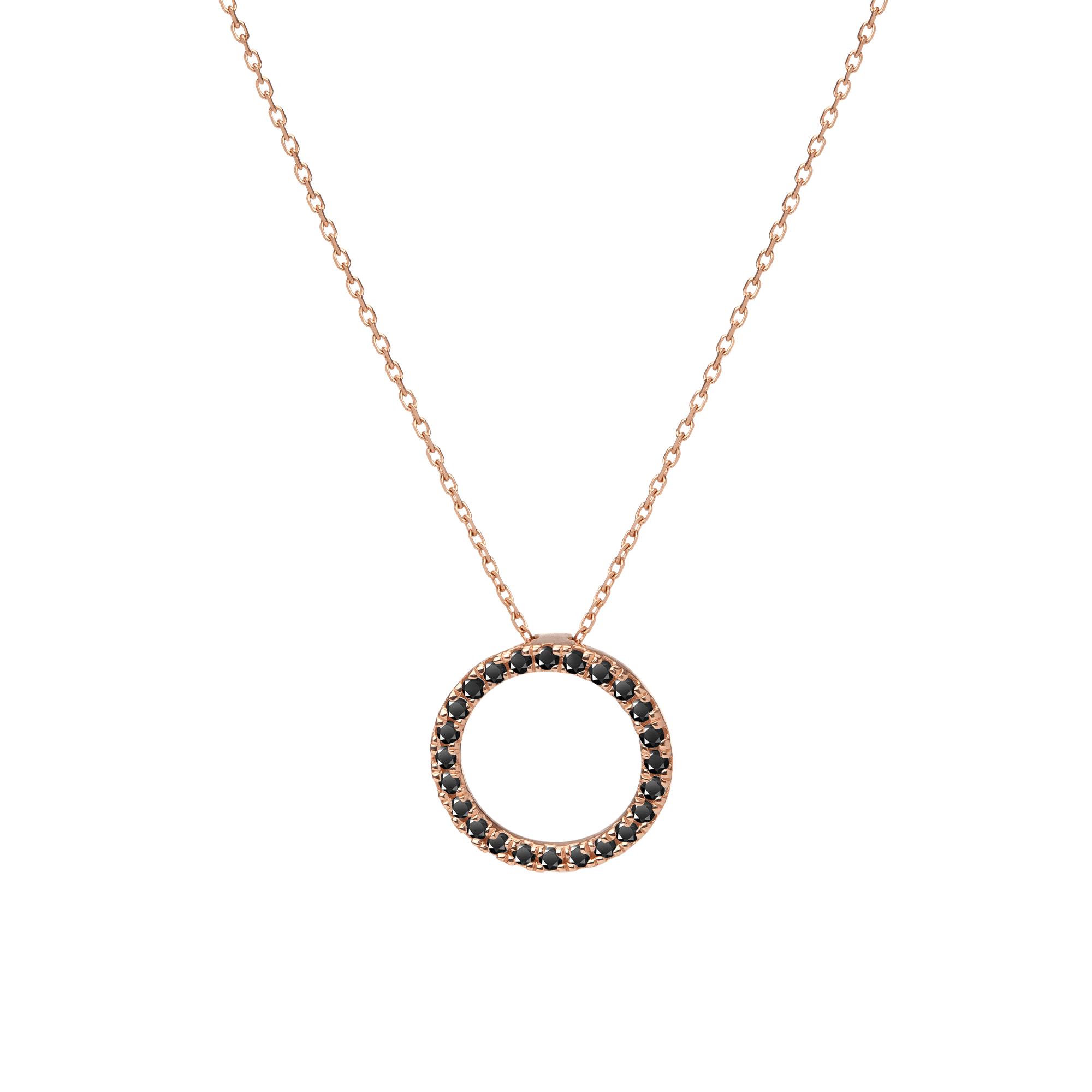 Diamond Circle Necklace Rose Gold Vermeil 14k Rose Gold 18k Rose Gold Black Diamonds