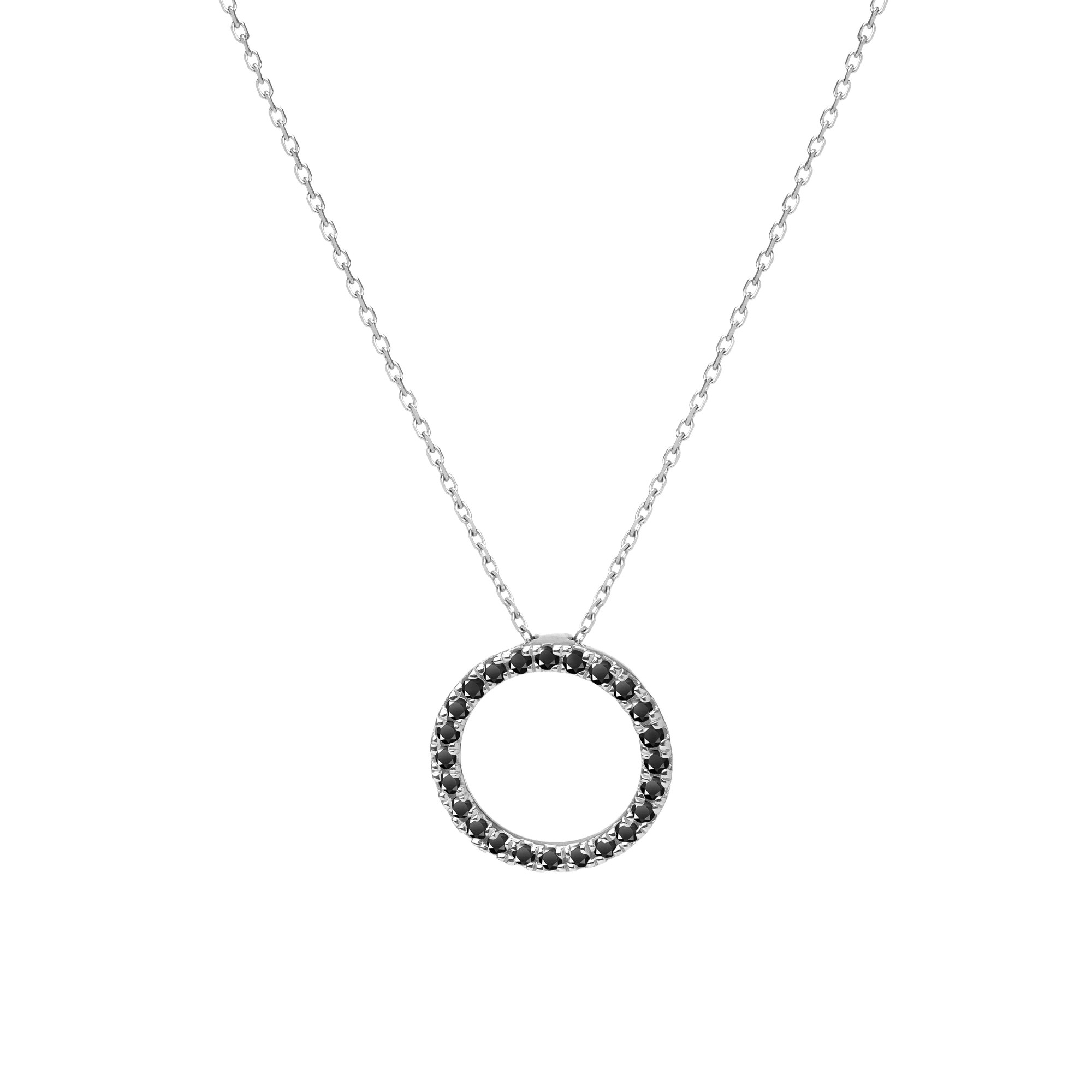 Diamond Circle Necklace Sterling Silver White Gold Vermeil 14k White Gold 18k White Gold White Diamonds