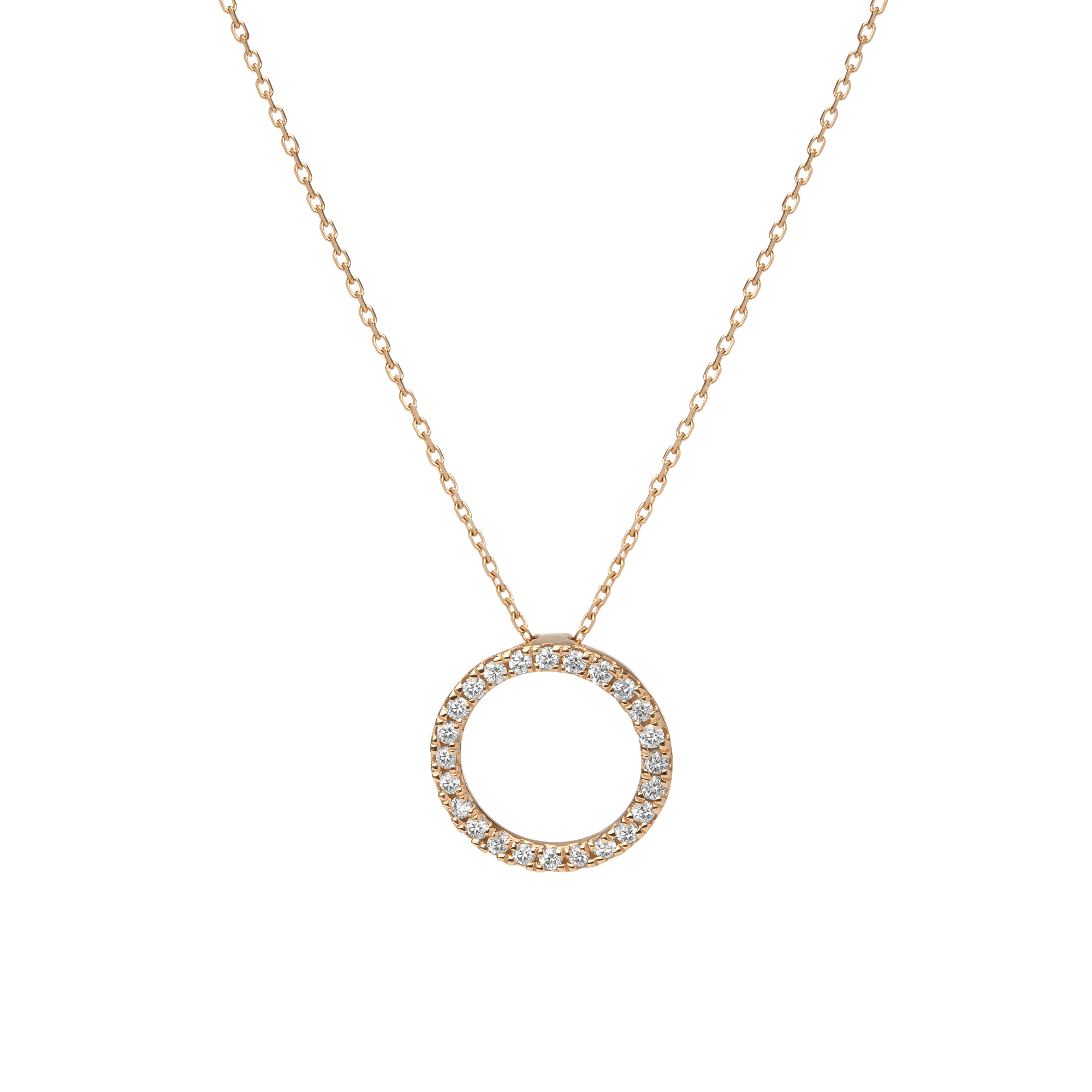 Diamond Circle Necklace Yellow Gold Vermeil 14k Yellow Gold 18k Yellow Gold White Diamonds     Front First