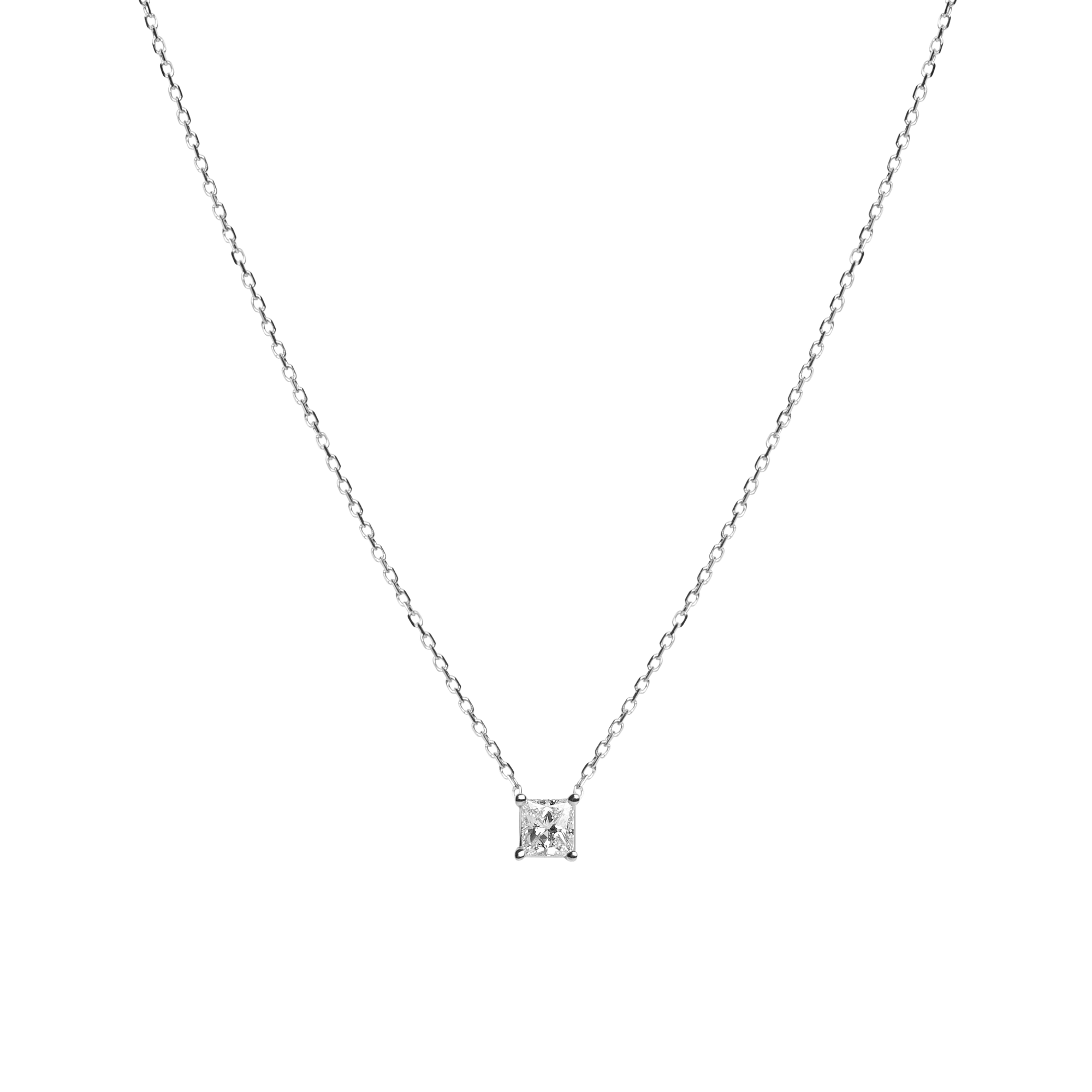 Large Diamond Pendant Necklace Sterling Silver White Gold Vermeil 14k White Gold 18k White Gold  White Diamond Front First