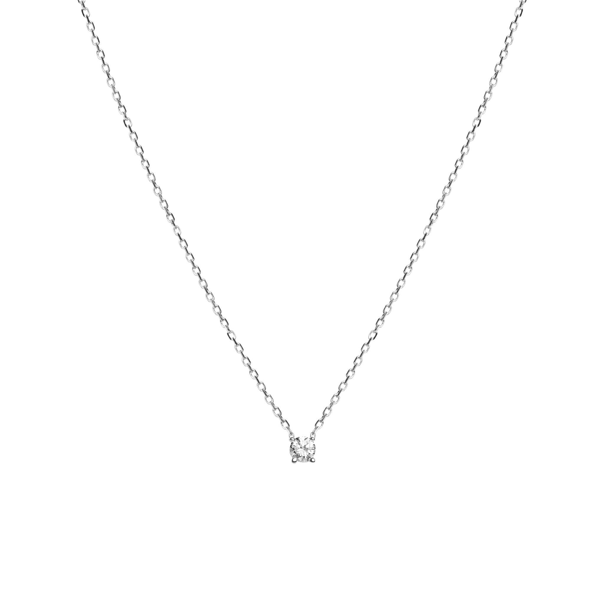 Medium Diamond Pendant Necklace Sterling Silver White Gold Vermeil 14k White Gold 18k White Gold White Diamonds Front First