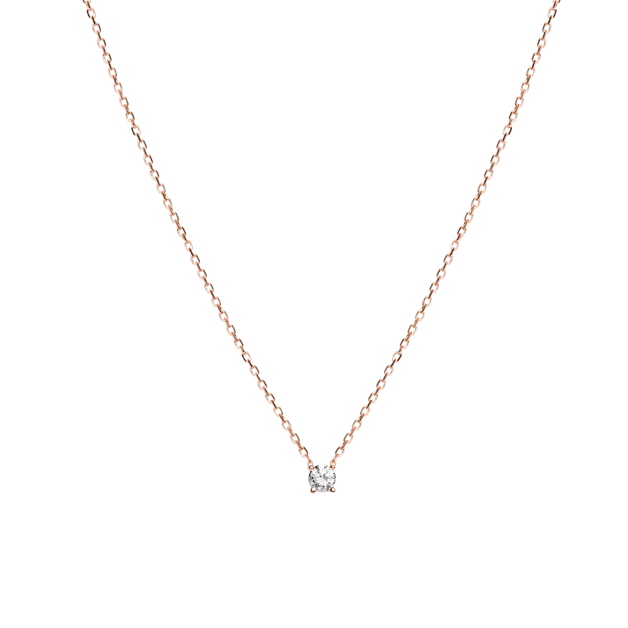 Medium Diamond Pendant Necklace Rose Gold Vermeil 14k Rose Gold 18k Rose Gold   White Diamonds  Front First