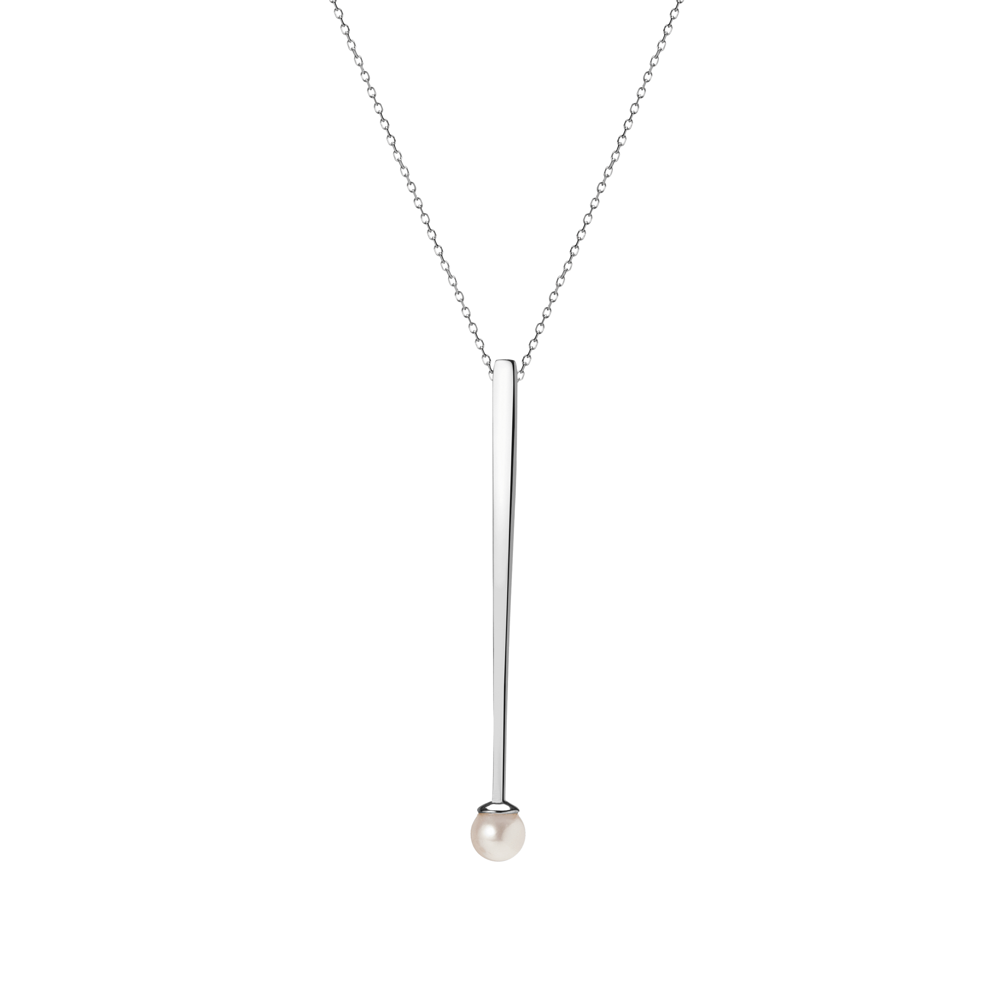 Geometric Pearl Pendant Sterling Silver White Gold Vermeil 14k White Gold 18k White Gold     Front First