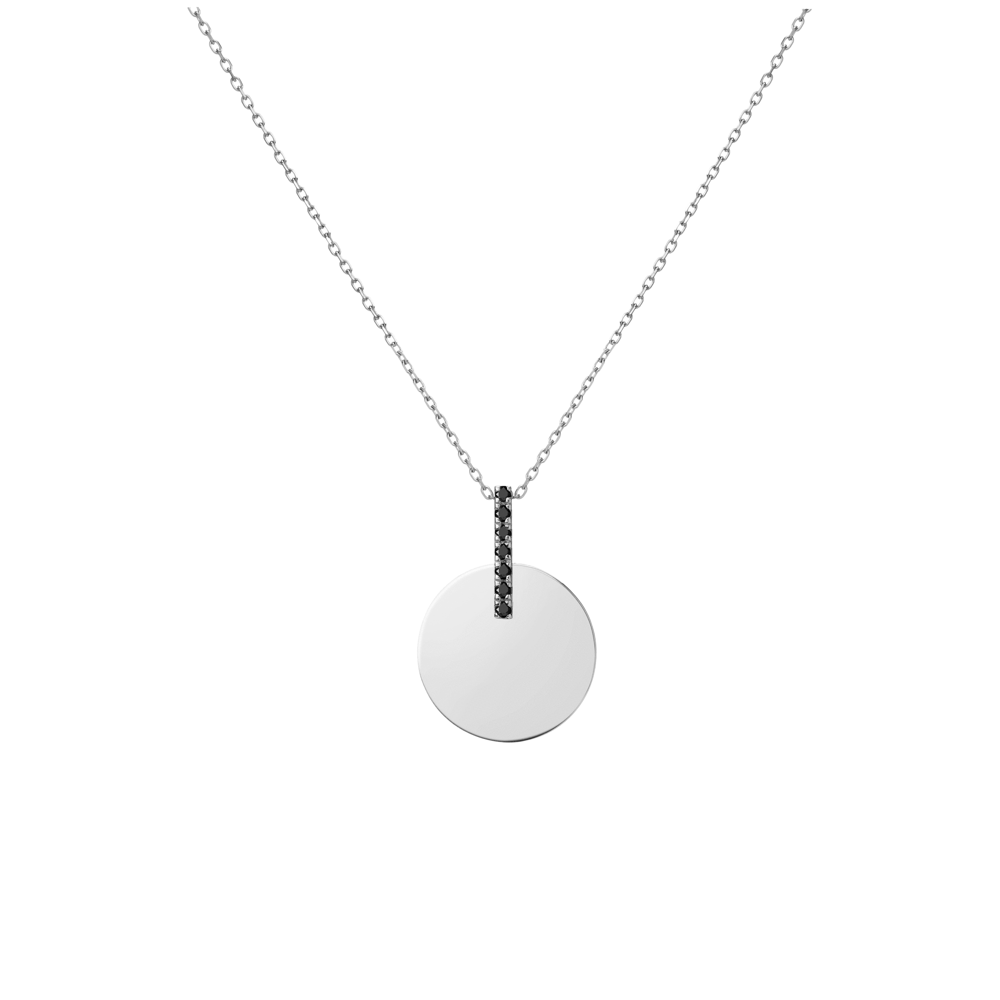 Gold Disk Necklace Sterling Silver White Gold Vermeil 14k White Gold 18k White Gold Black Diamonds