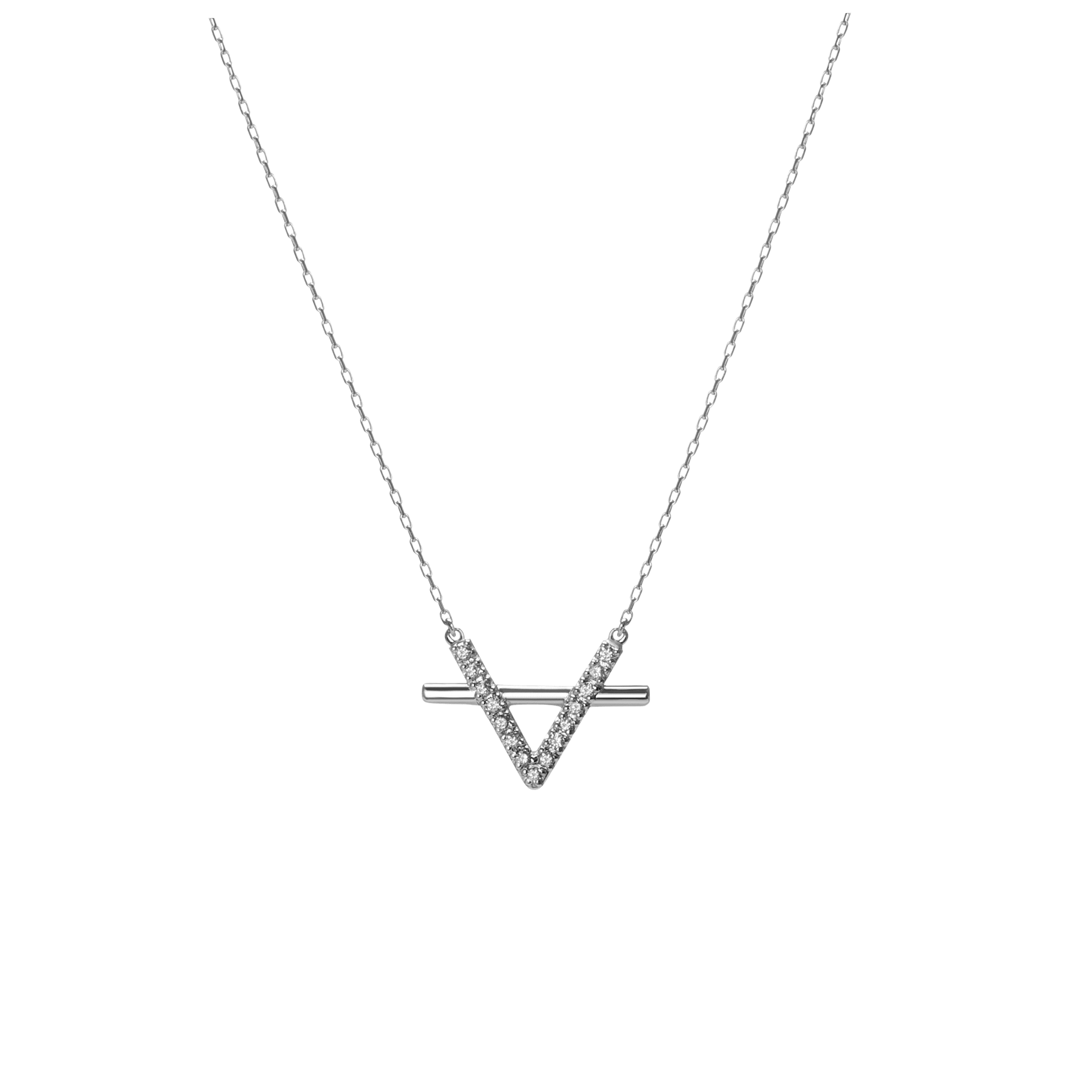Icon Necklace with Diamonds Sterling Silver White Gold Vermeil 14k White Gold 18k White Gold White Diamonds
