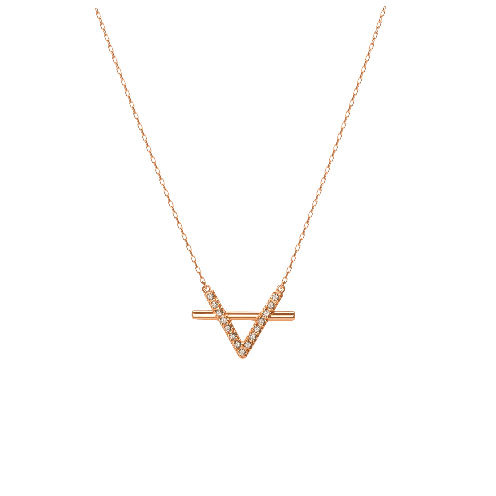 Icon Necklace with Diamonds Rose Gold Vermeil 14k Rose Gold 18k Rose Gold White Diamonds