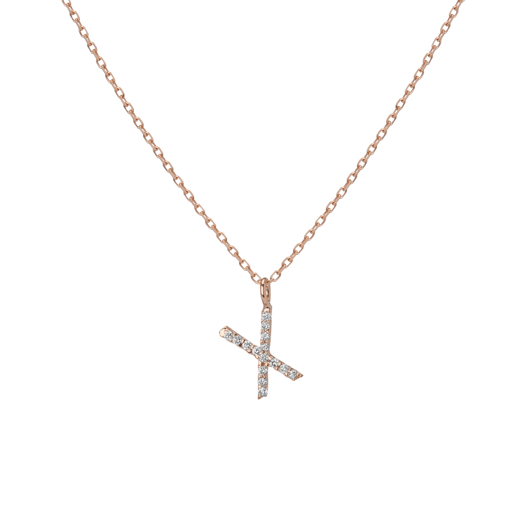 14k Rose Gold 18k Rose Gold White Diamonds -X-