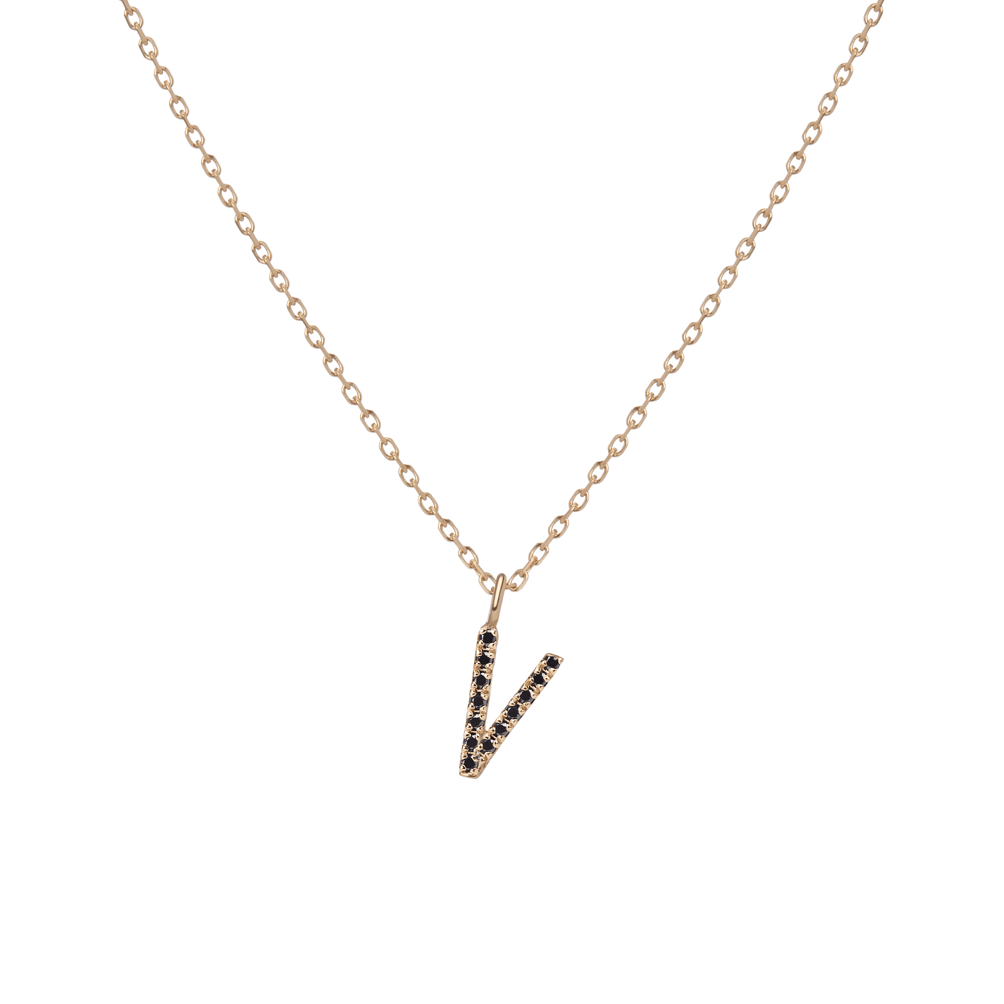 14k Yellow Gold 18k Yellow Gold Black Diamonds -V-