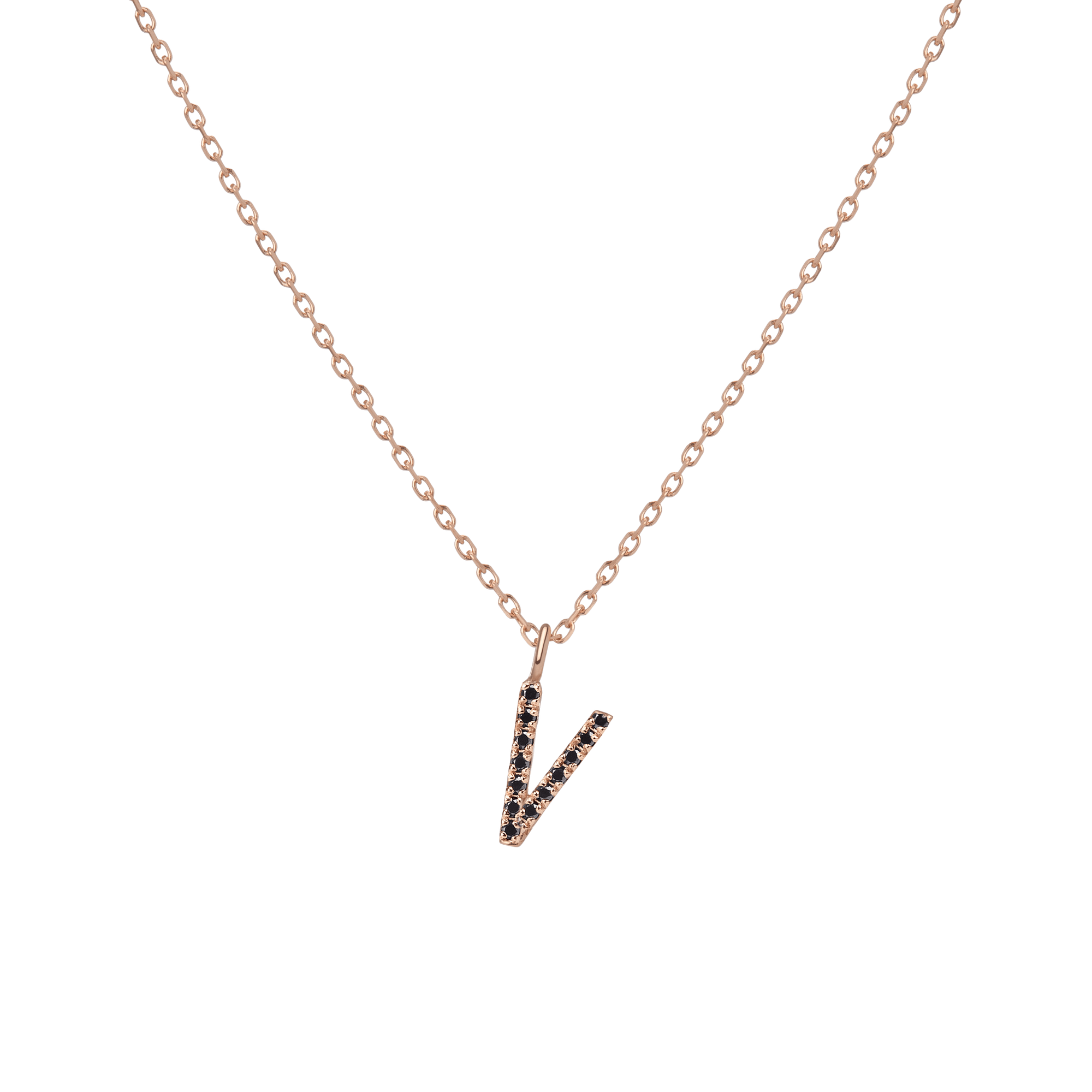 14k Rose Gold 18k Rose Gold Black Diamonds -V-
