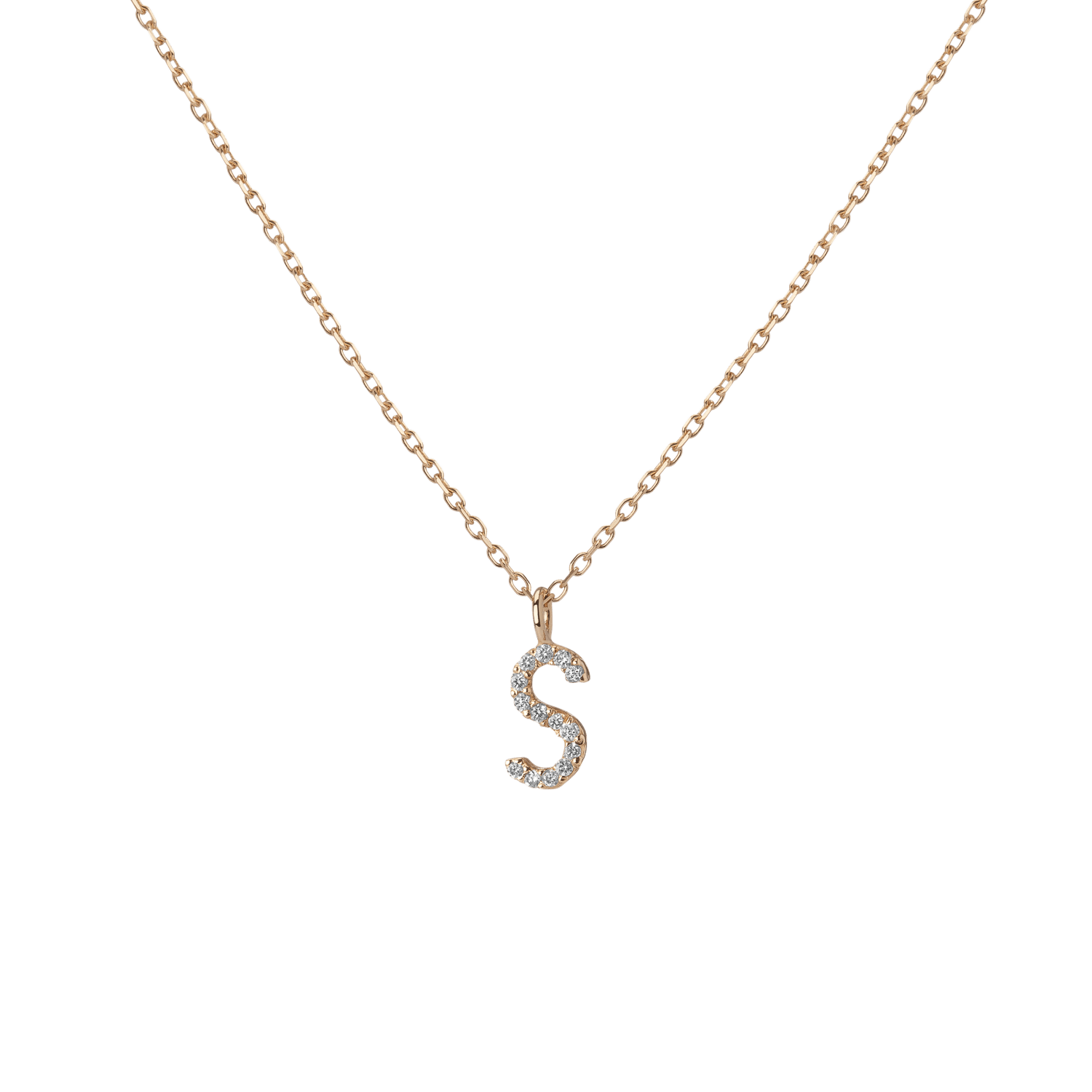 Mini Letter Charm Pendant  Yellow Gold Vermeil 14k Yellow Gold 18k Yellow Gold White Diamonds  S  Front Fir -rst-