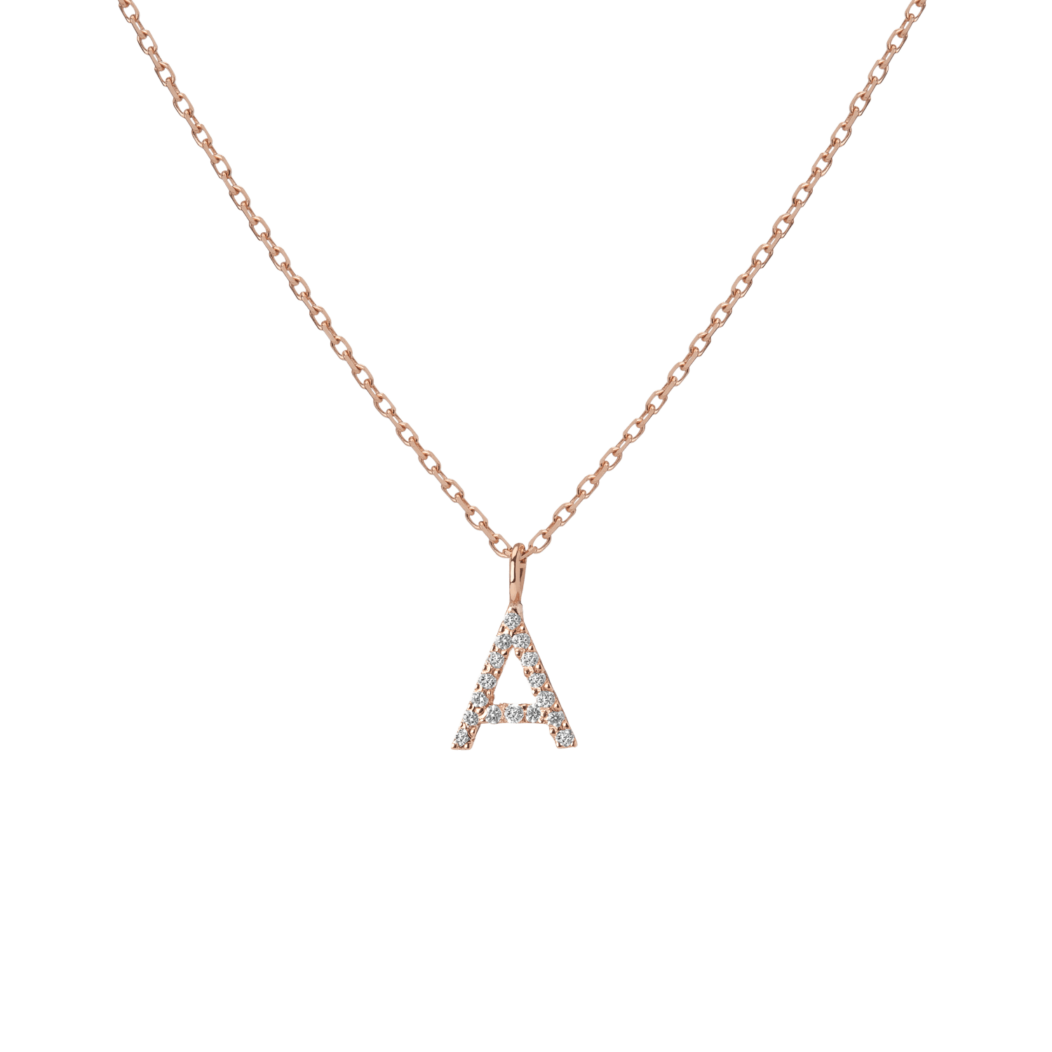 Mini Letter Charm Pendant  Rose Gold Vermeil 14k Rose Gold 18k Rose Gold White Diamonds First -A-