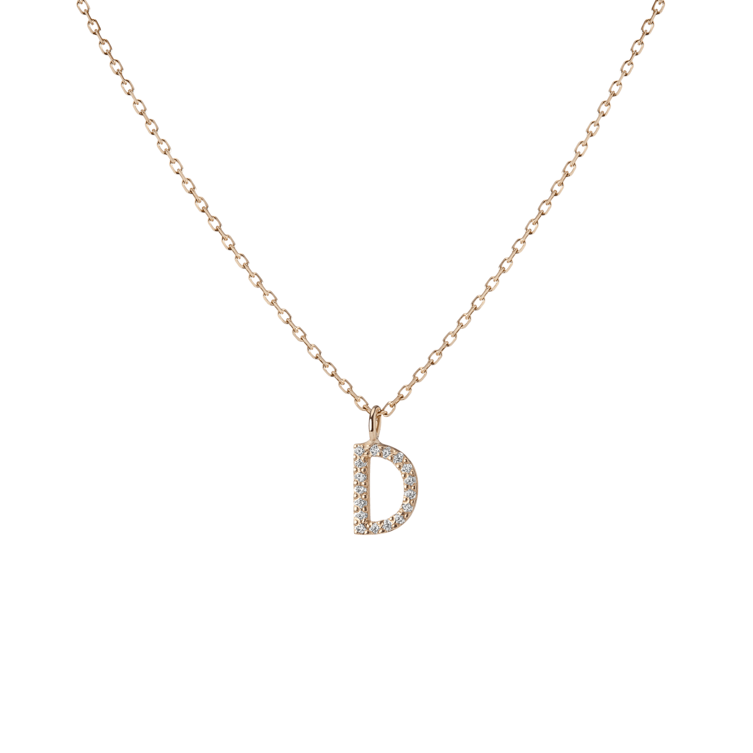 Mini Letter Charm Pendant  Yellow Gold Vermeil 14k Yellow Gold 18k Yellow Gold White Diamonds  D  Front Fir -rst-