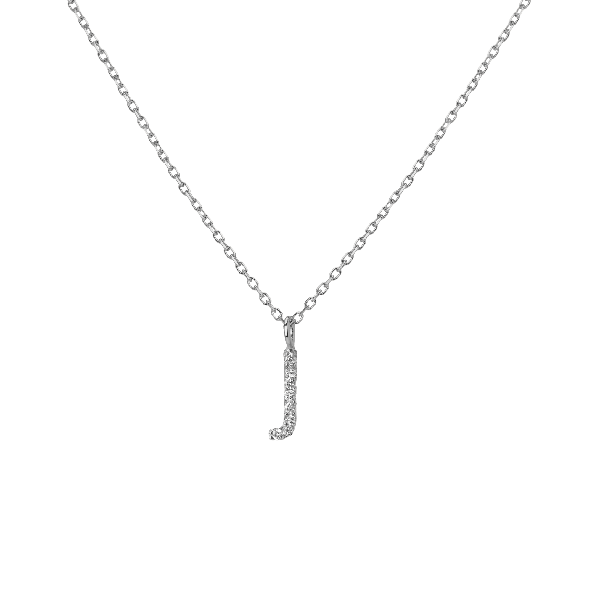 Mini Letter Charm Pendant  Sterling Silver White Gold Vermeil 14k White Gold 18k White Gold White Diamonds   -J-