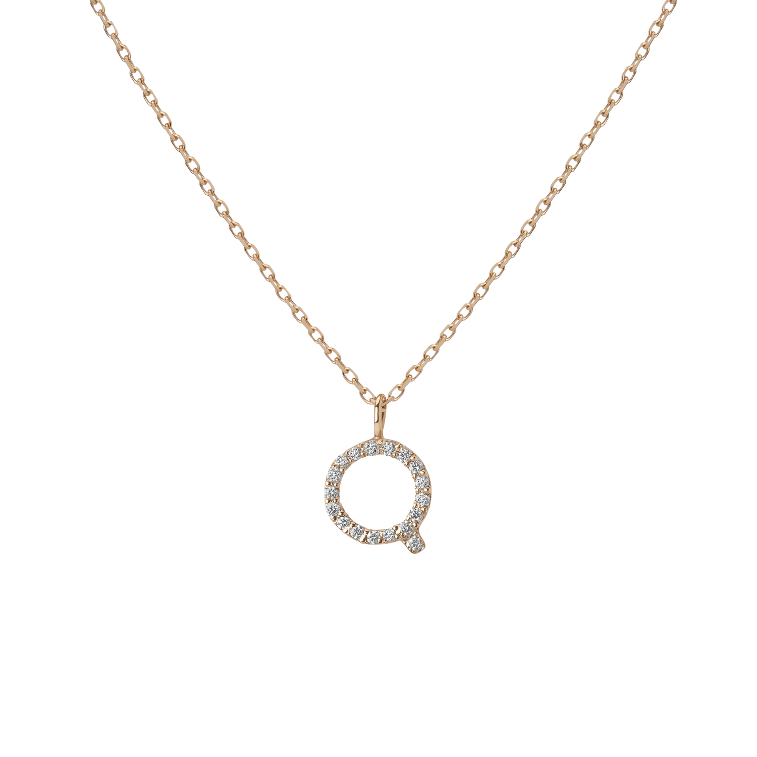 Mini Letter Charm Pendant  Yellow Gold Vermeil 14k Yellow Gold 18k Yellow Gold White Diamonds   -Q-