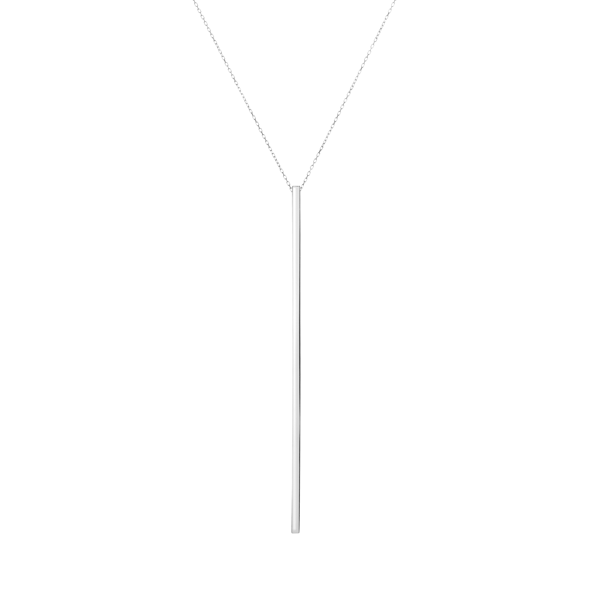 Long Bar Necklace Sterling Silver White Gold Vermeil 14k White Gold 18k White Gold     Front First