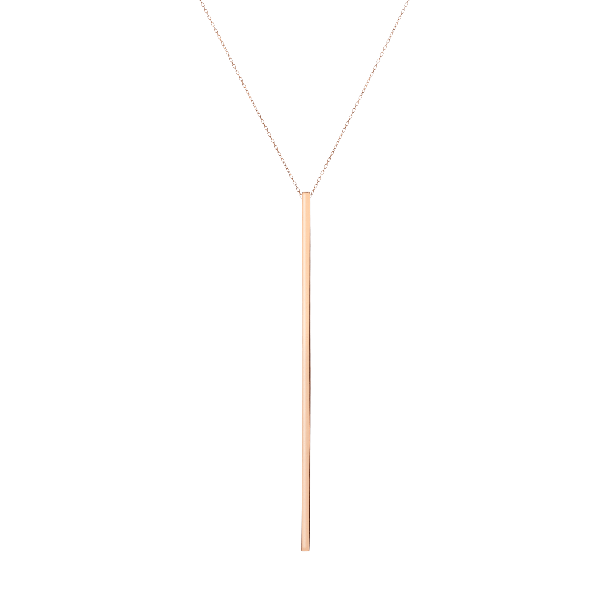 Long Bar Necklace Rose Gold Vermeil 14k Rose Gold 18k Rose Gold     Front First