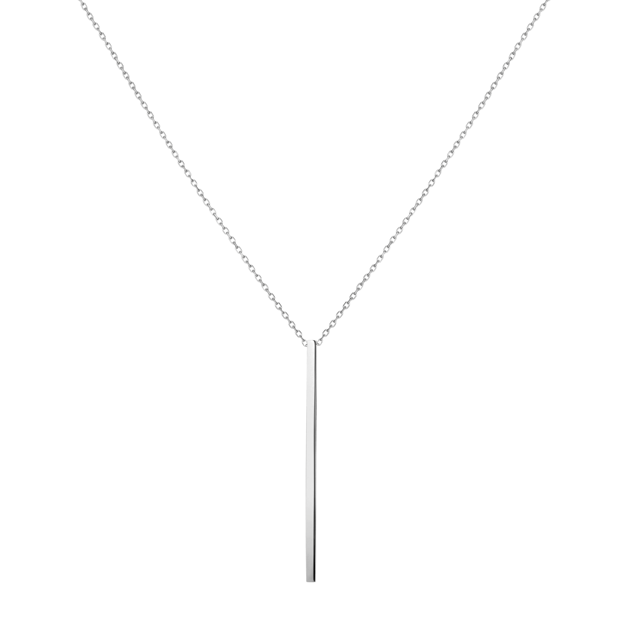 Long Gold Bar Drop Necklace Sterling Silver White Gold Vermeil 14k White Gold 18k White Gold     Front First