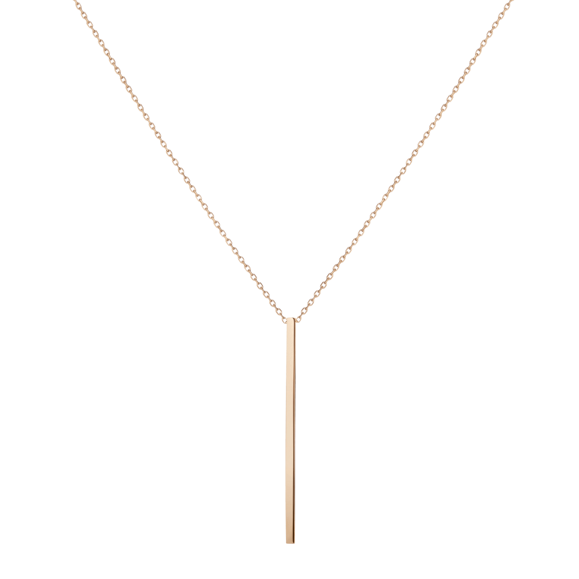 Long Gold Bar Drop Necklace Yellow Gold Vermeil 14k Yellow Gold 18k Yellow Gold     Front First