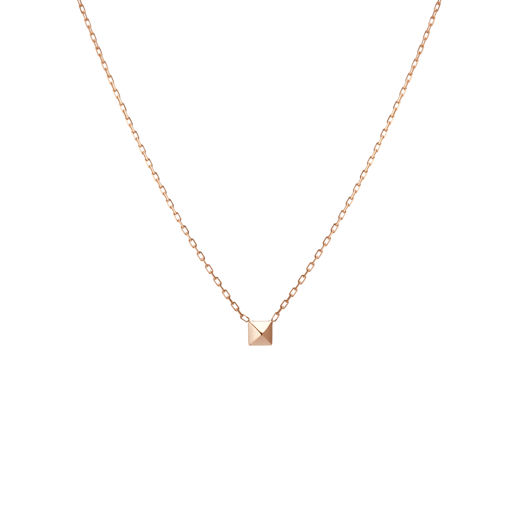 Mini Charm Pyramid Necklace 14k Rose Gold 18k Rose Gold     Front First